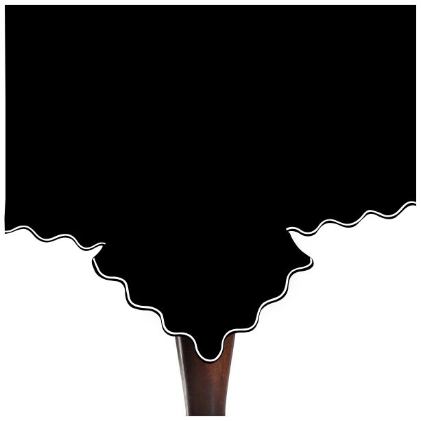 Scallop Embroidery Sateen Cotton Solid Table Cloth - Black