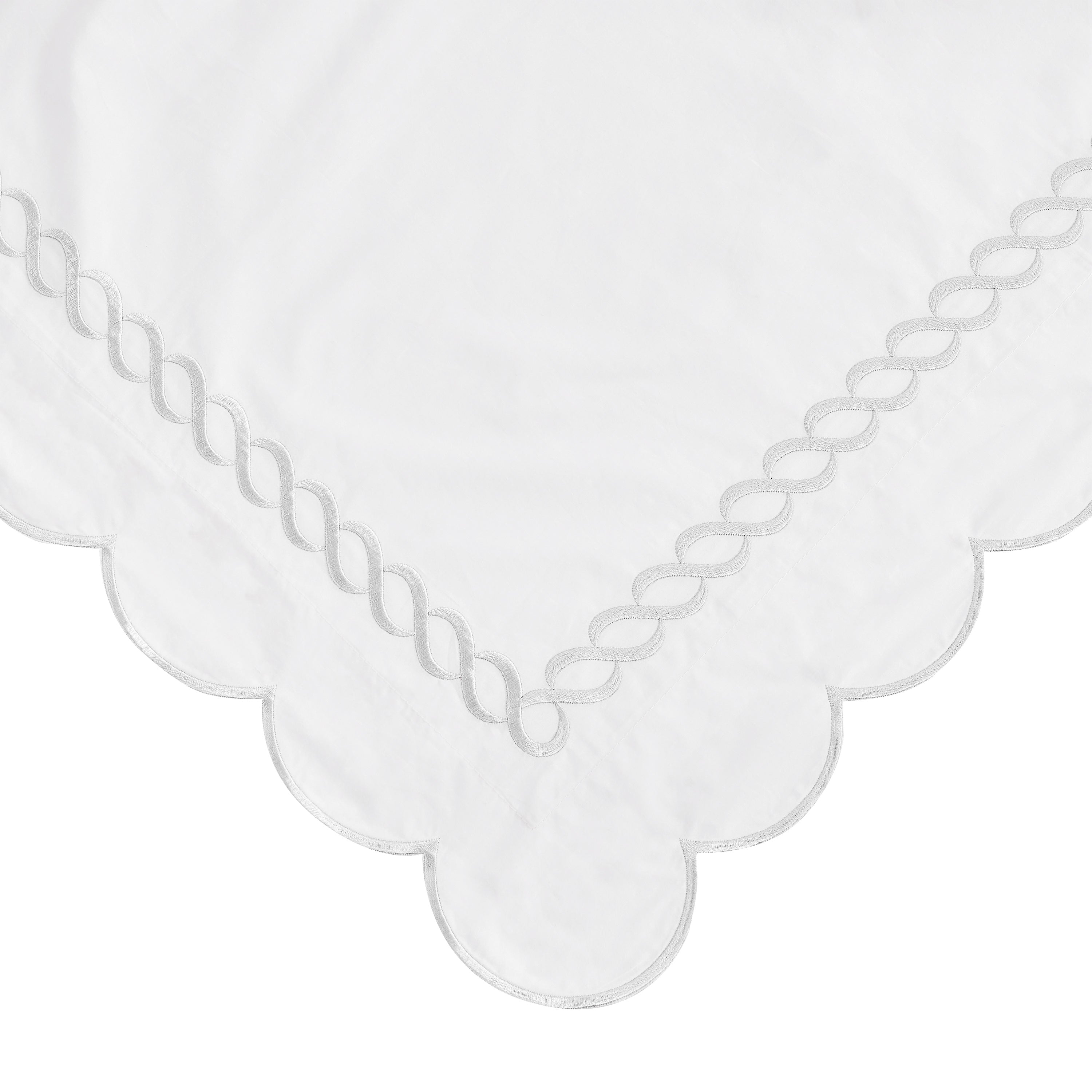 600 Thread Count Scallop Rope Embroidered Cotton Euro Sham Pair