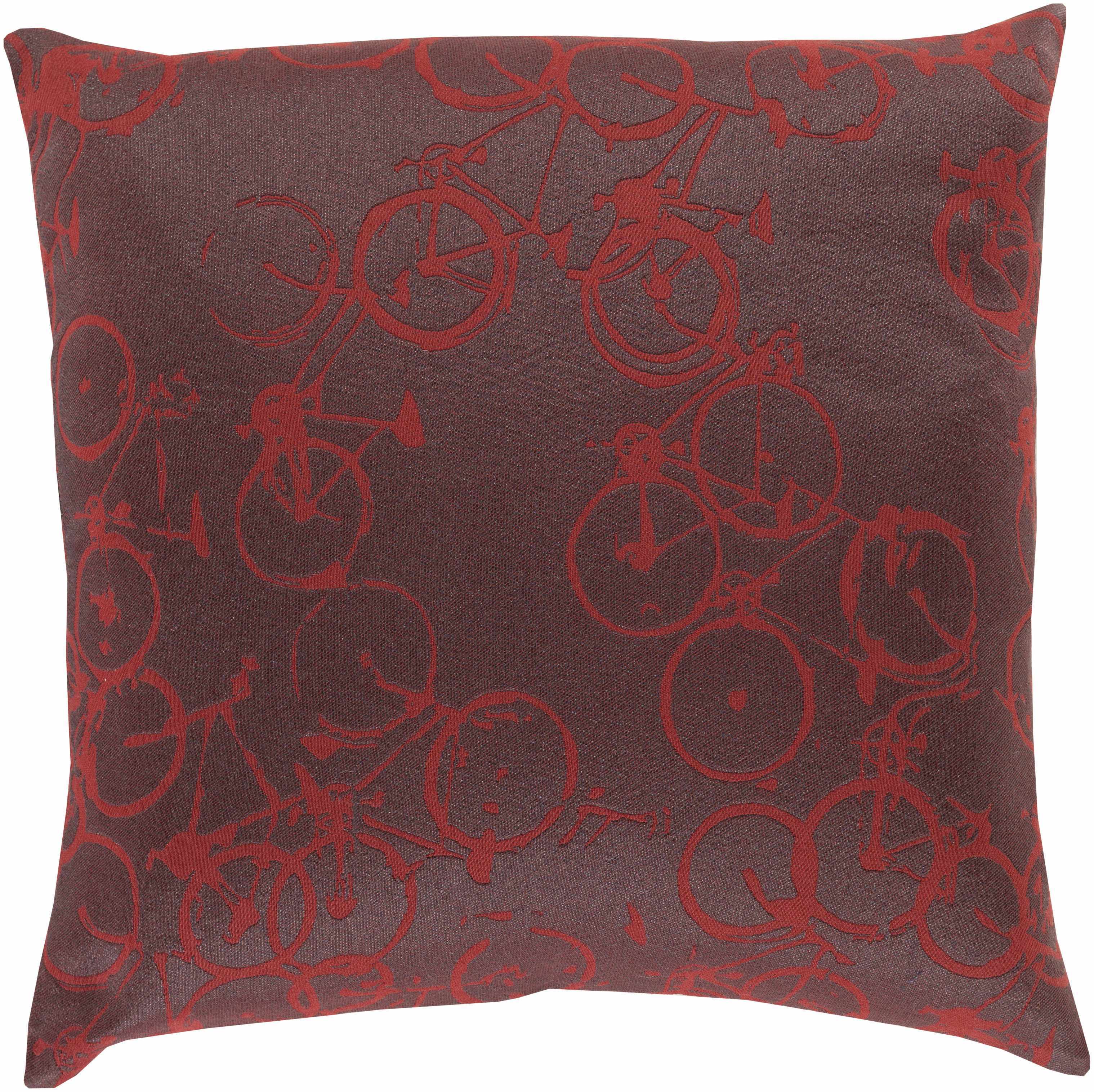 Wilmar Red Bicycle Print Throw Pillow - Clearance-0