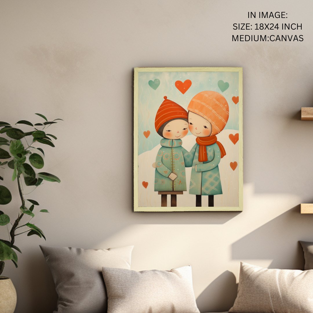 Winter Abstract: Artisan Wall Decor featuring Boy and Girl - Unique Home Ambiance Elegance and Charm-4