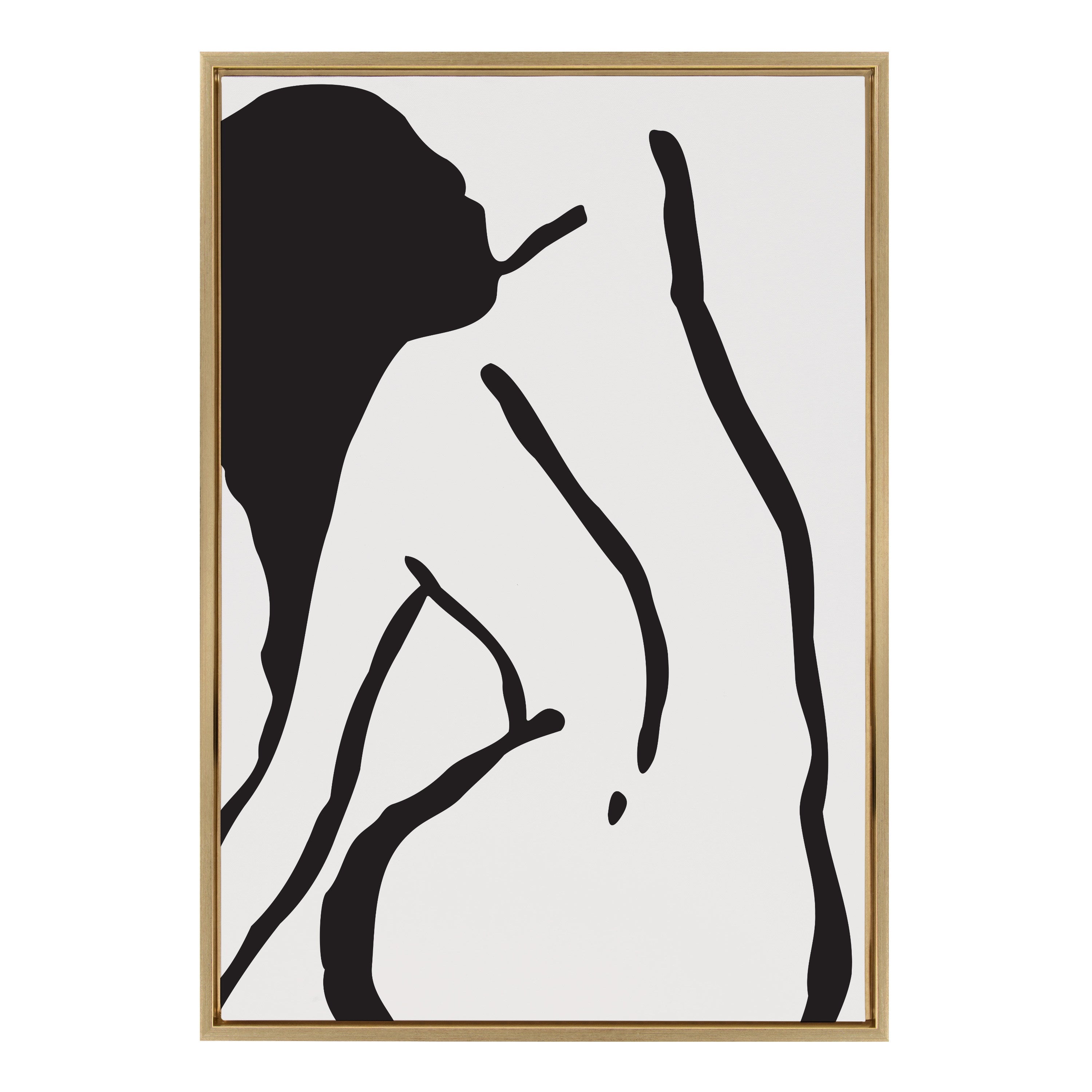 Sylvie Timeless Feminine Figural Drawing 2 Black and White Framed Canvas by The Creative Bunch Studio