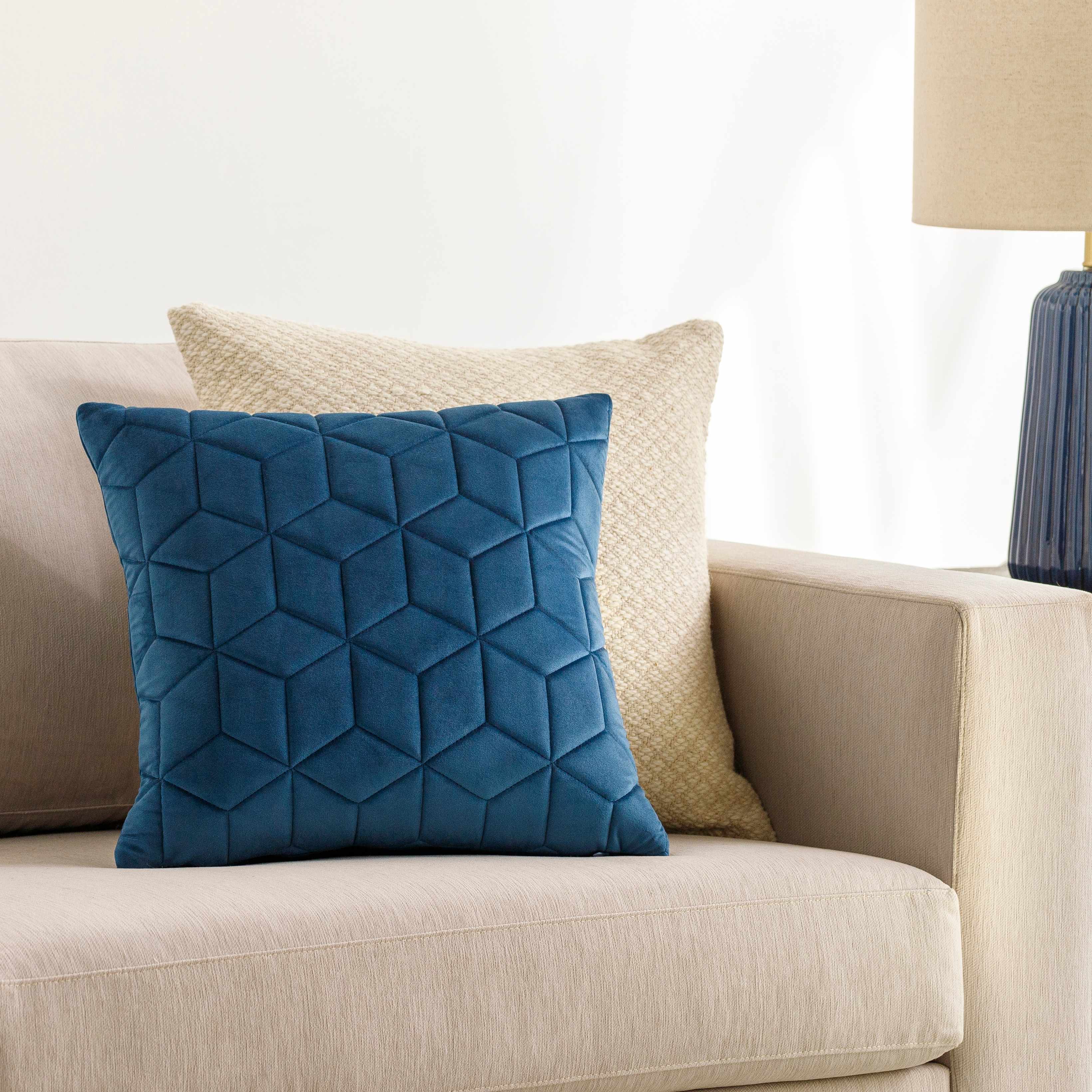 Wellington Dark Blue Square Throw Pillow - Clearance-3
