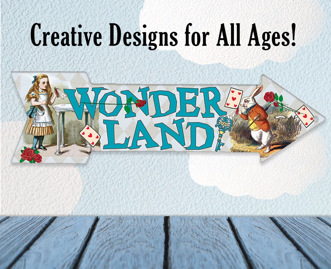Wonderland - Directional Arrow - Metal Sign