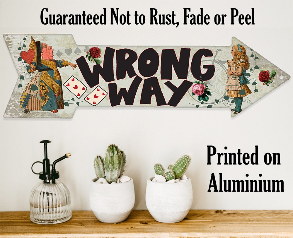 Wrong Way - Directional Arrow - Metal Sign
