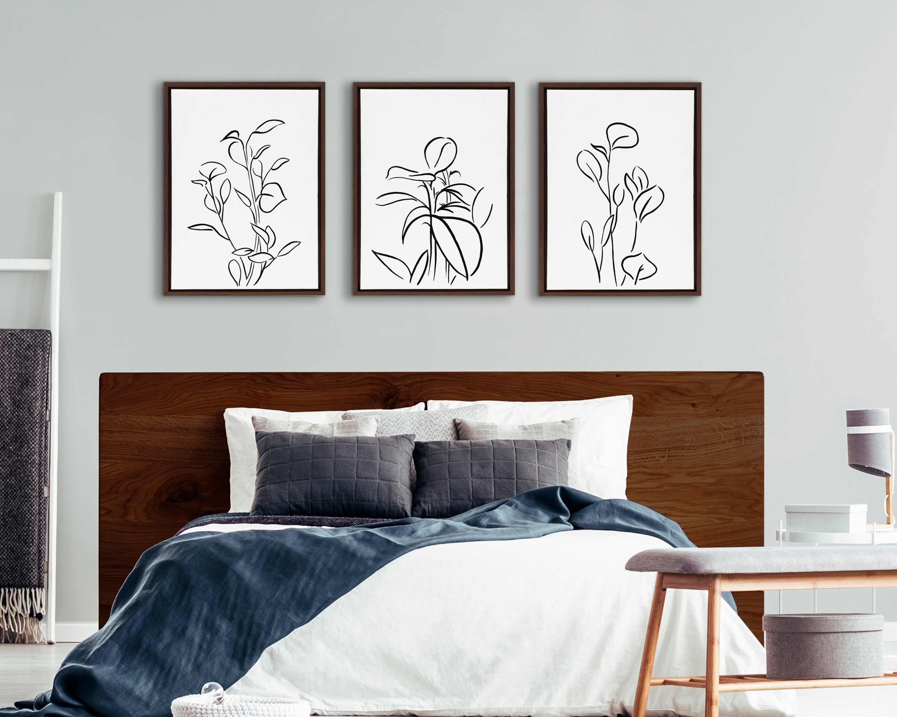 Sylvie Botanical Sketch Print No 1 Framed Canvas by The Creative Bunch Studio