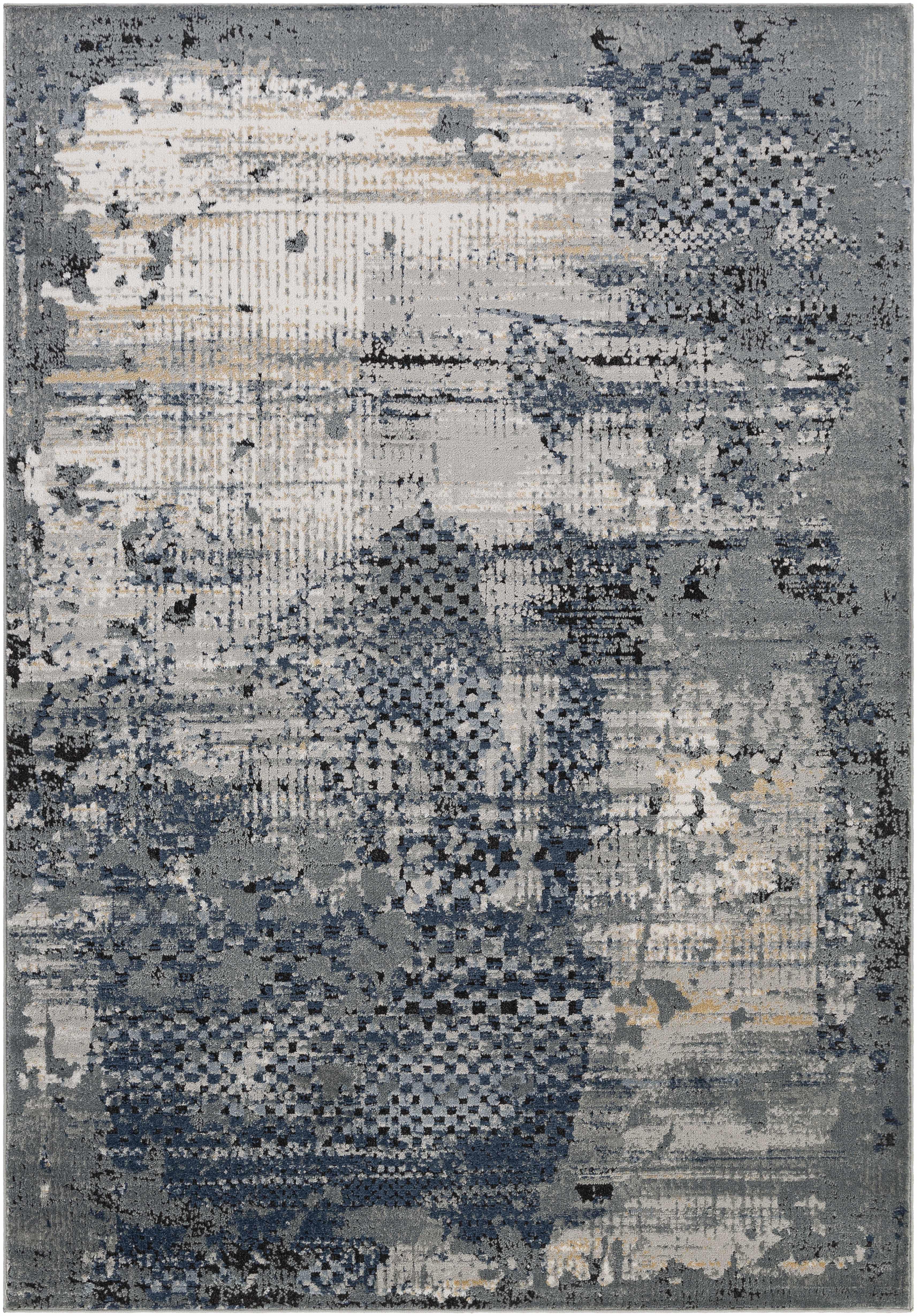 Waterboro Navy&Gray Abstract Area Rug - PRHOMZ