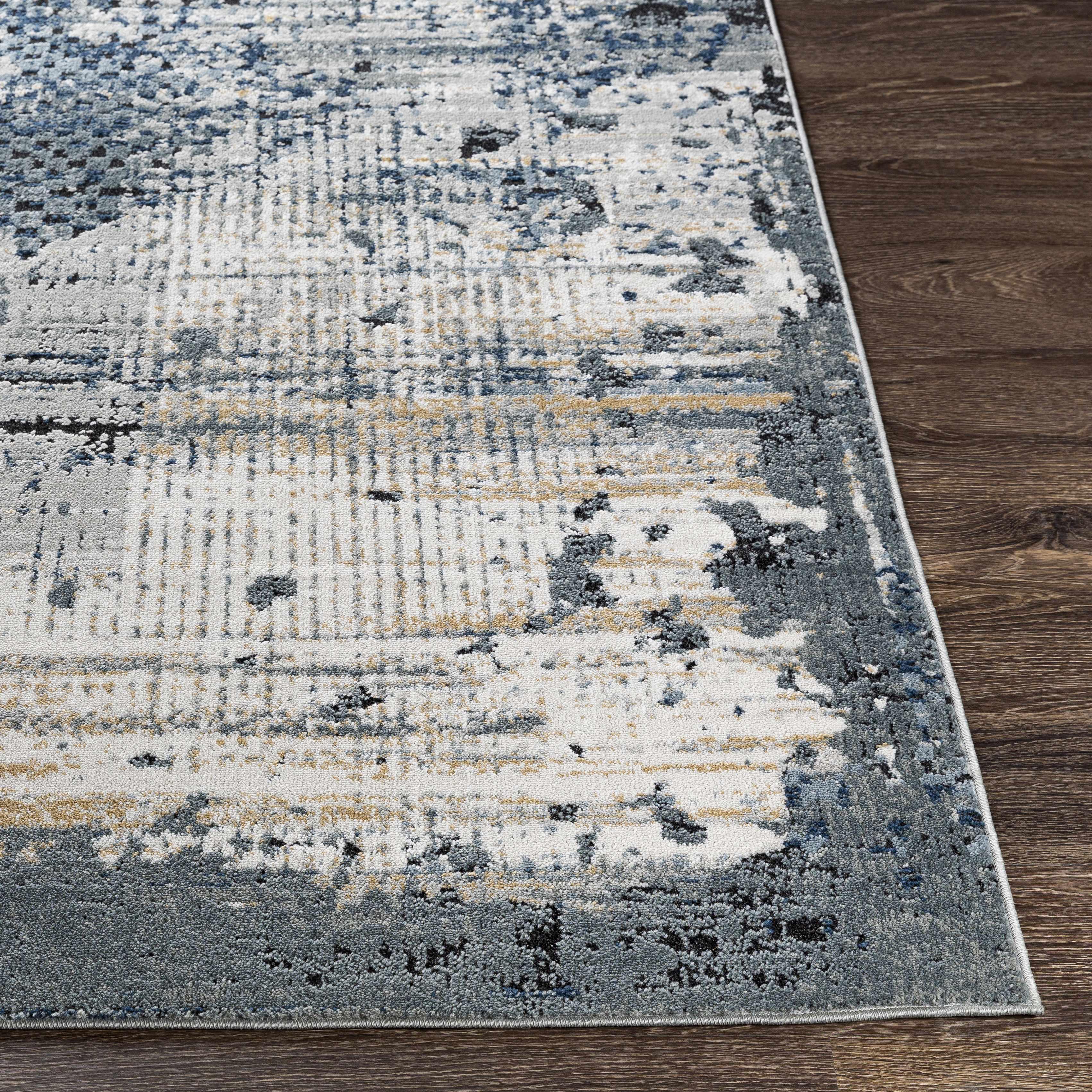 Waterboro Navy&Gray Abstract Area Rug - PRHOMZ
