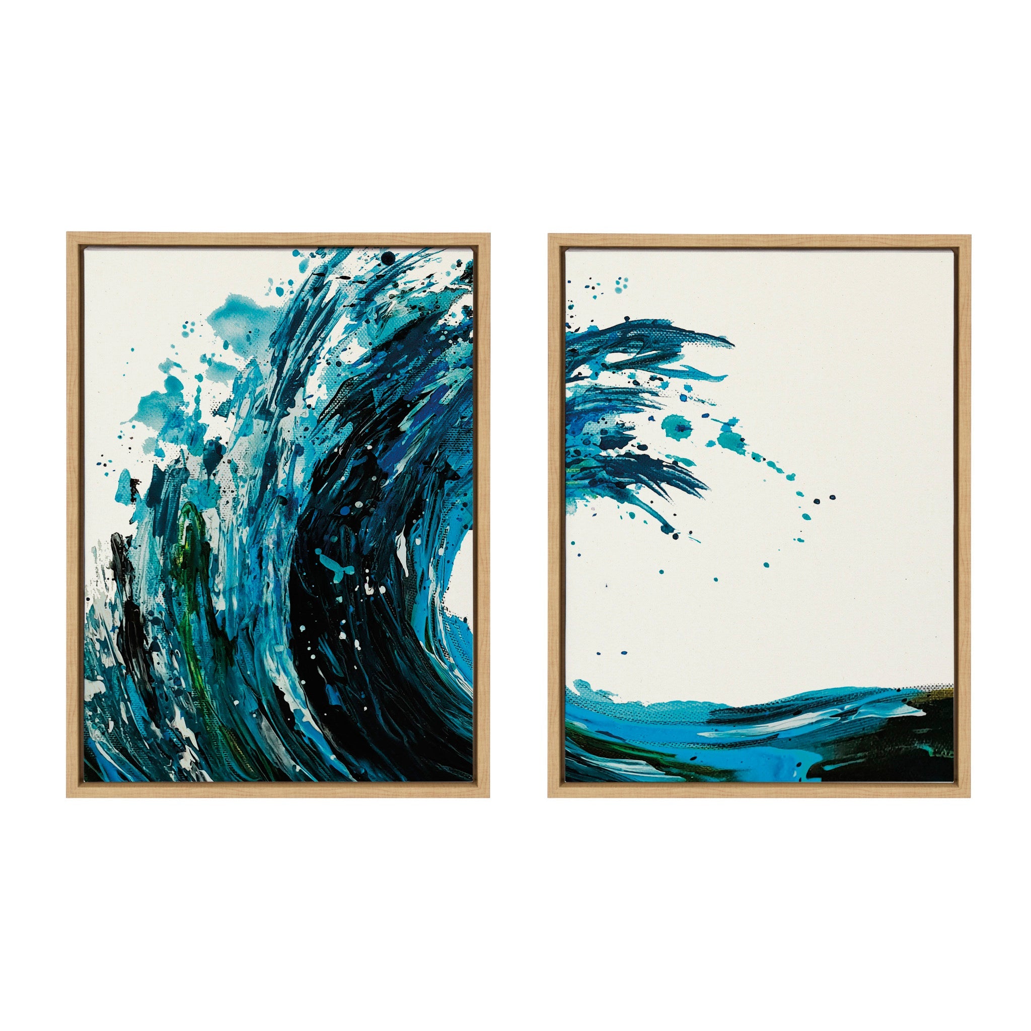 Sylvie Wave 1 and 2 Framed Canvas Art Set