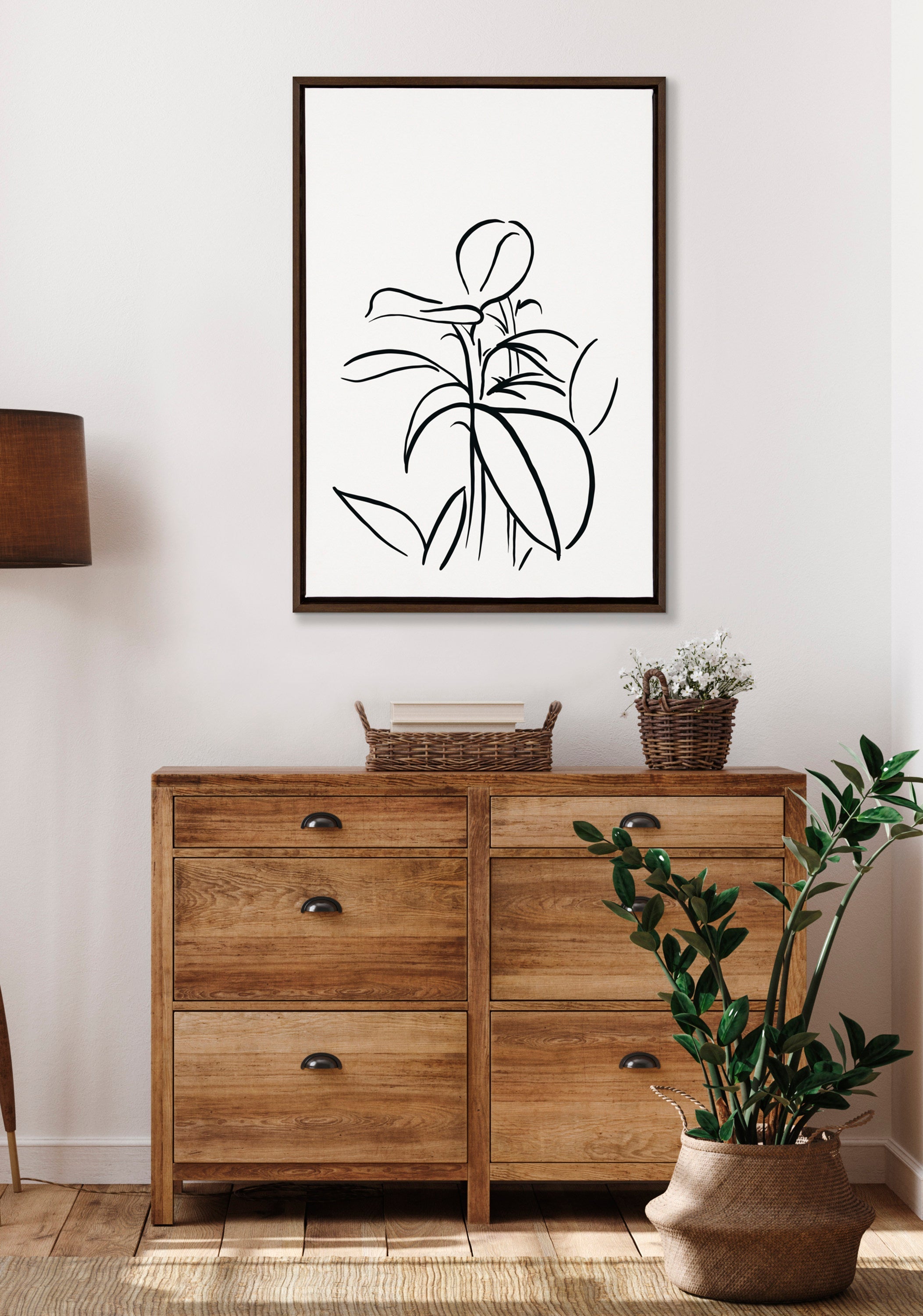 Sylvie Botanical Sketch Print No 1 Framed Canvas by The Creative Bunch Studio