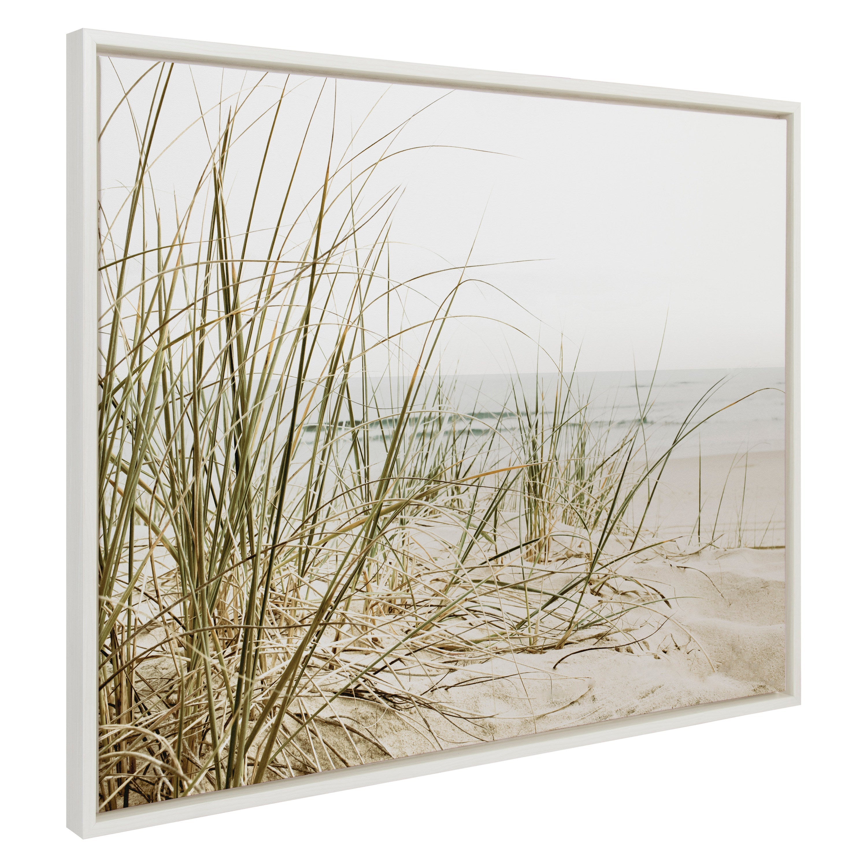 Sylvie Calming Beach Grass Framed Canvas by The Creative Bunch Studio