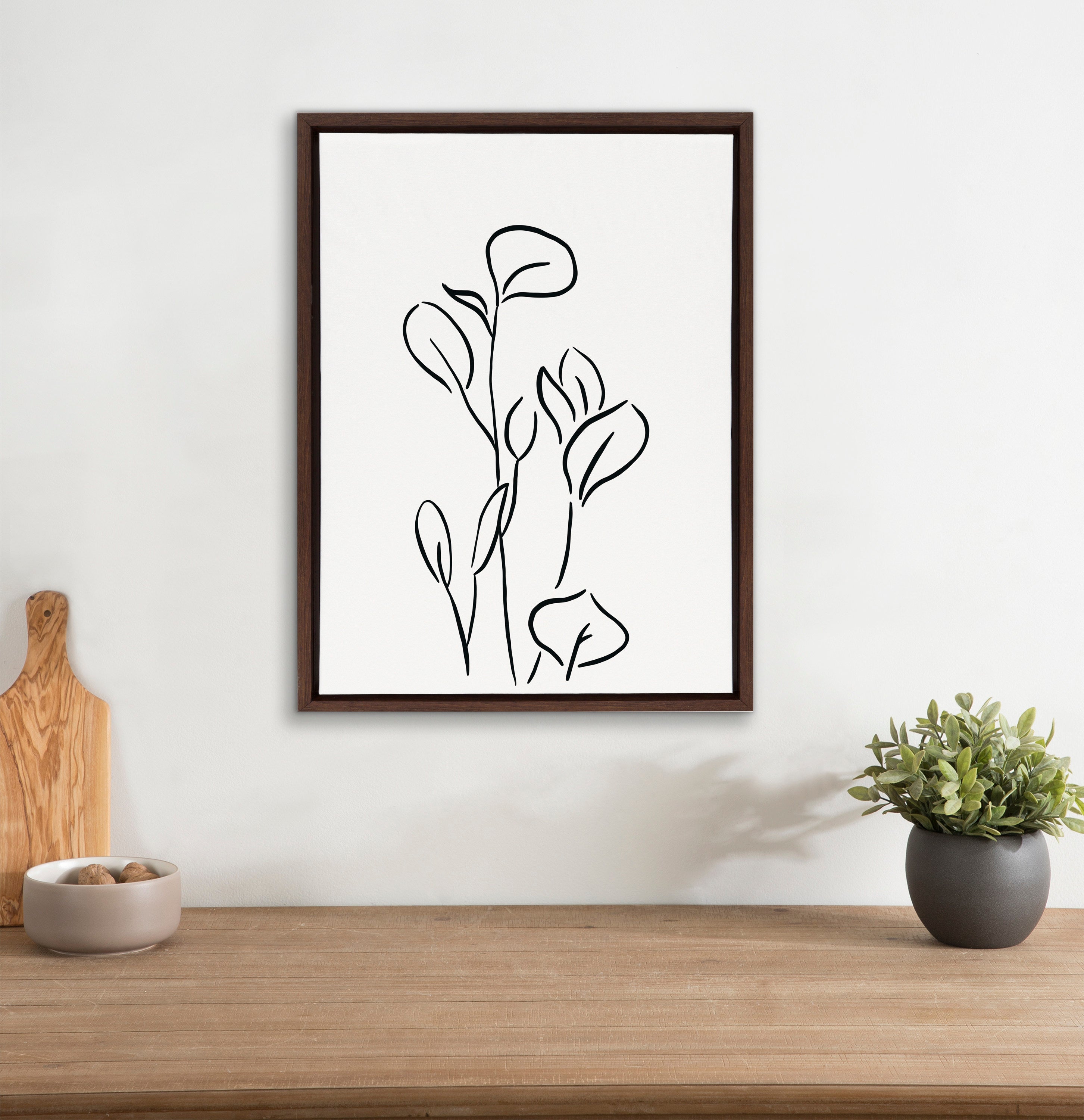 Sylvie Botanical Sketch Print No 3 Framed Canvas by The Creative Bunch Studio