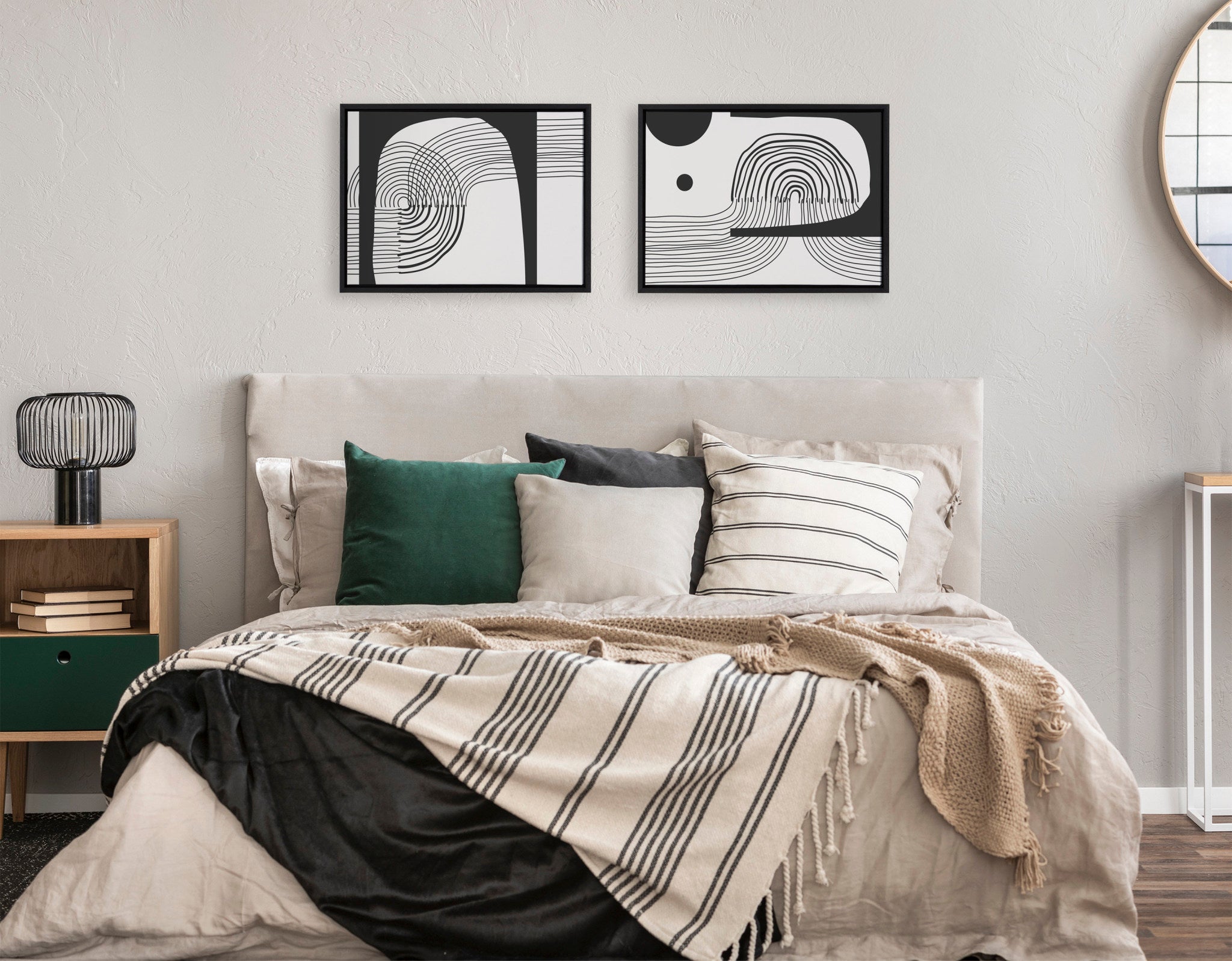 Sylvie Abstract Minimal C and D Framed Canvas by The Creative Bunch Studio