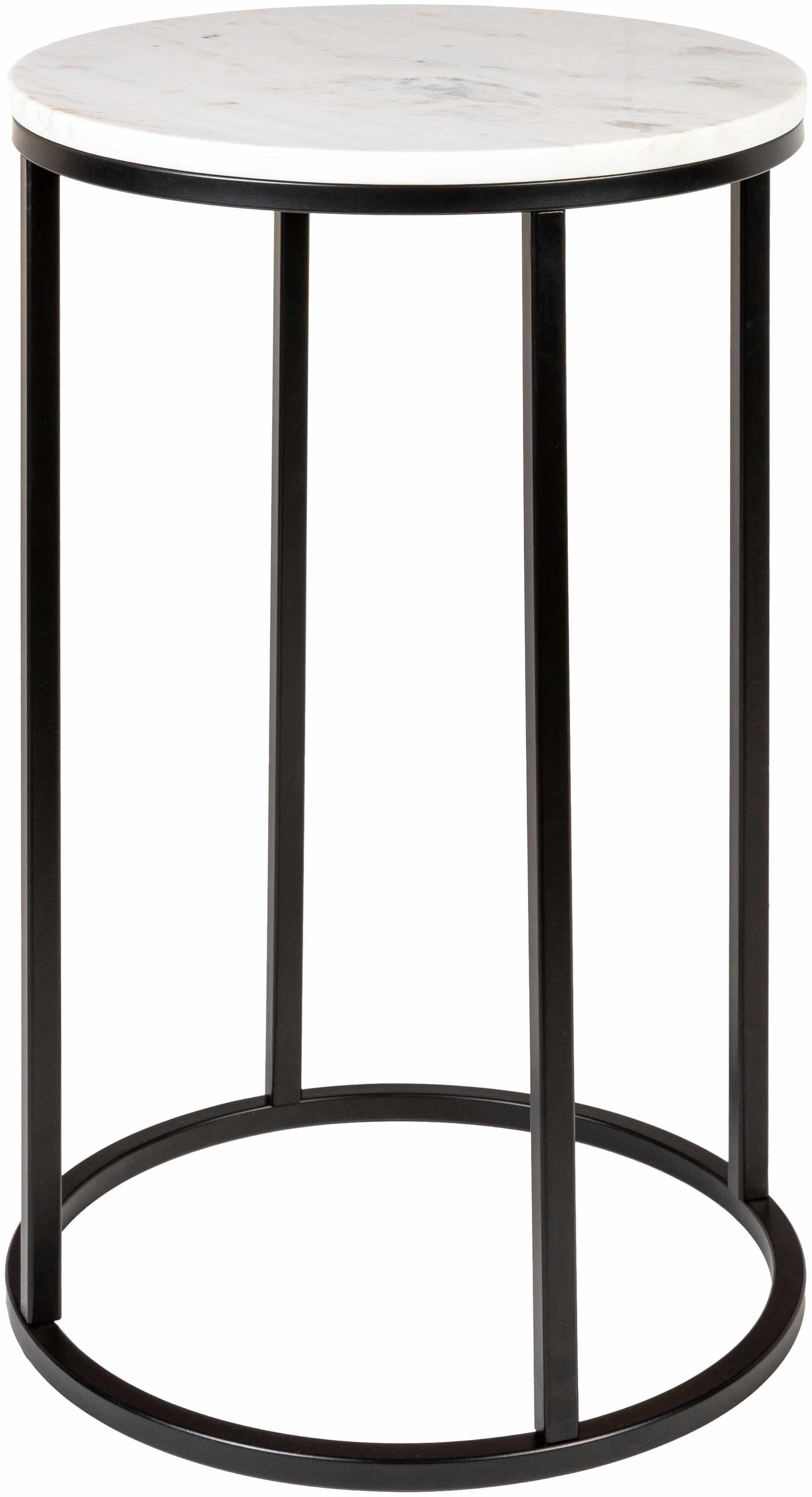 Iris White Marble Black Metal End Table-0