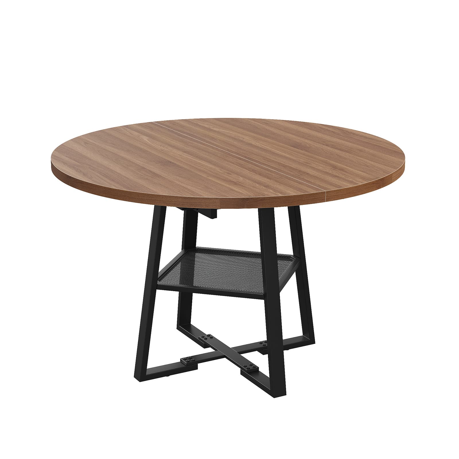 Yanosaku DT001 47" Extendable Round Table for 4–8, Walnut Metal Frame-2