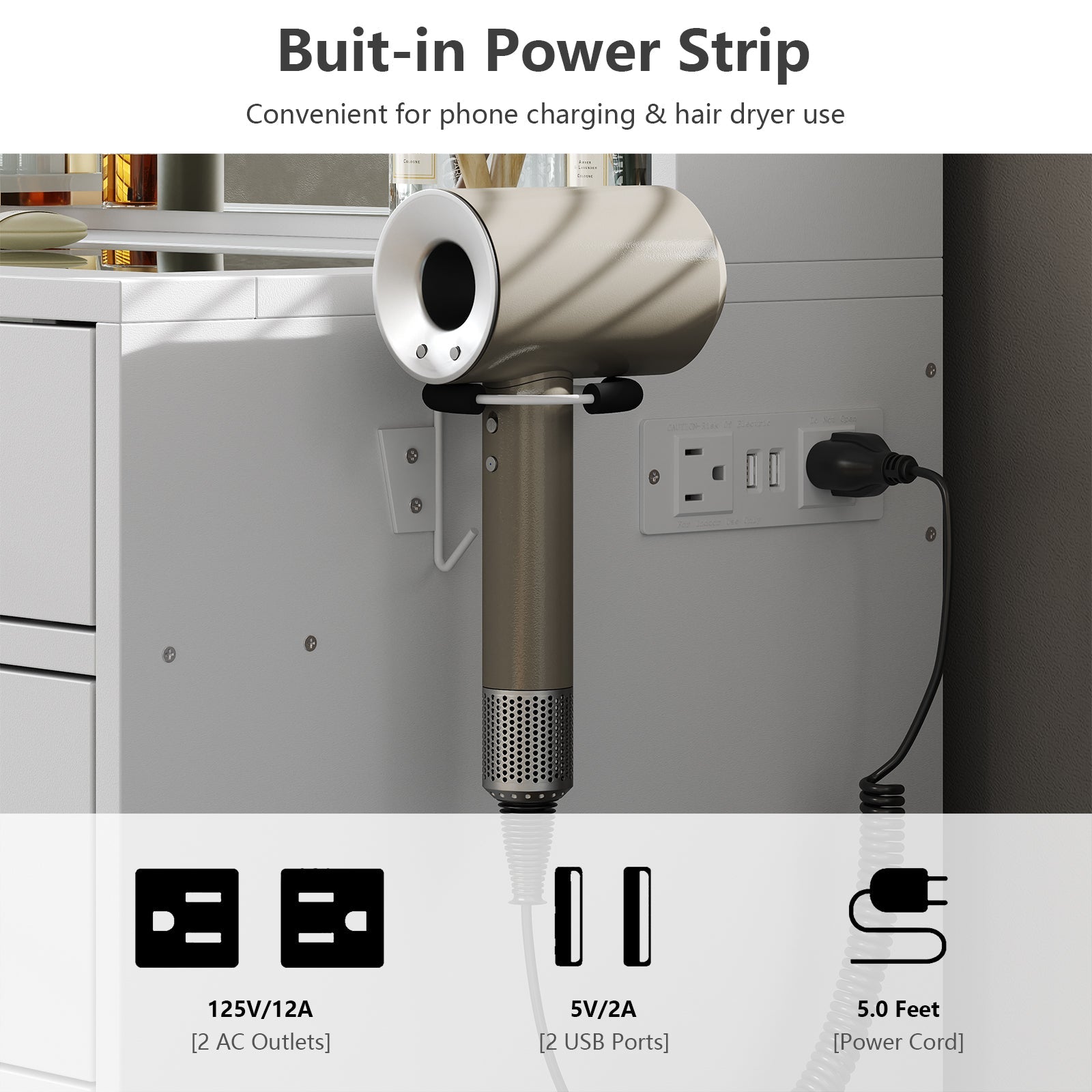 Vektaya US-VD010 Bedroom Makeup Vanity desk with LED MirrorLED Mirror, 11 Drawers