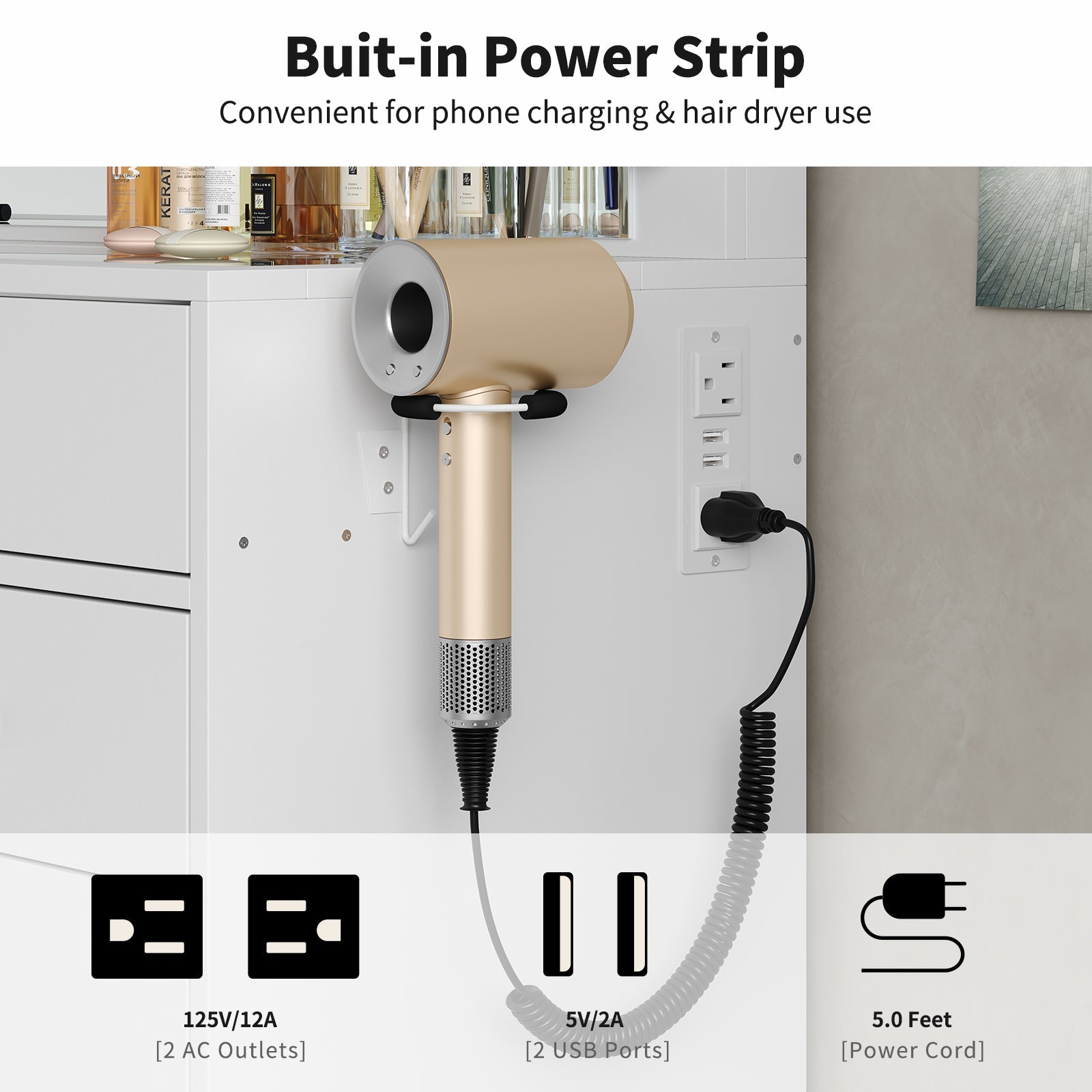 Yanosaku VD015 Bedroom Makeup Vanity desk with LED Mirror, 11 Drawers-4