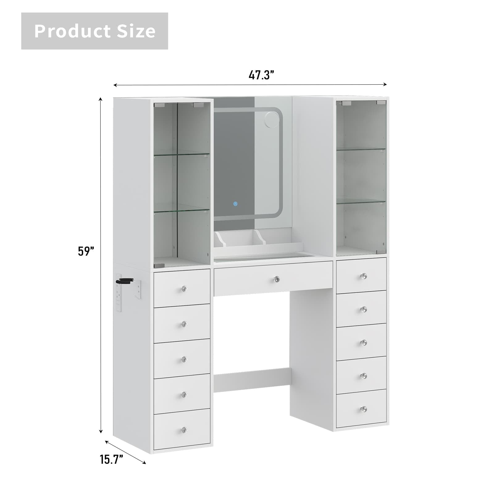 Vektaya US-VD034 Bedroom Makeup Vanity desk with mirror, 11 Drawers