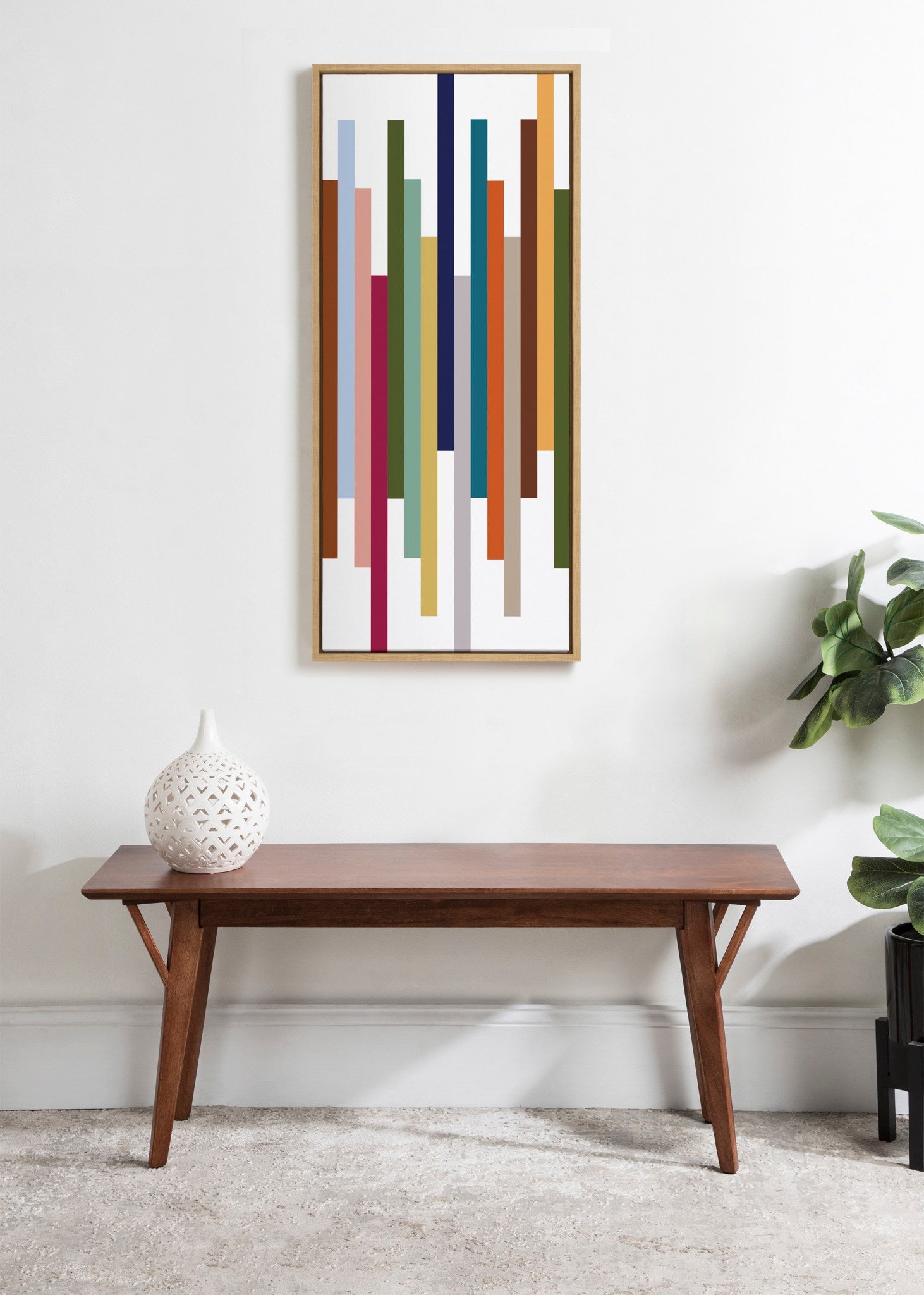 Sylvie Modern Color Block Stacks Framed Canvas by The Creative Bunch Studio