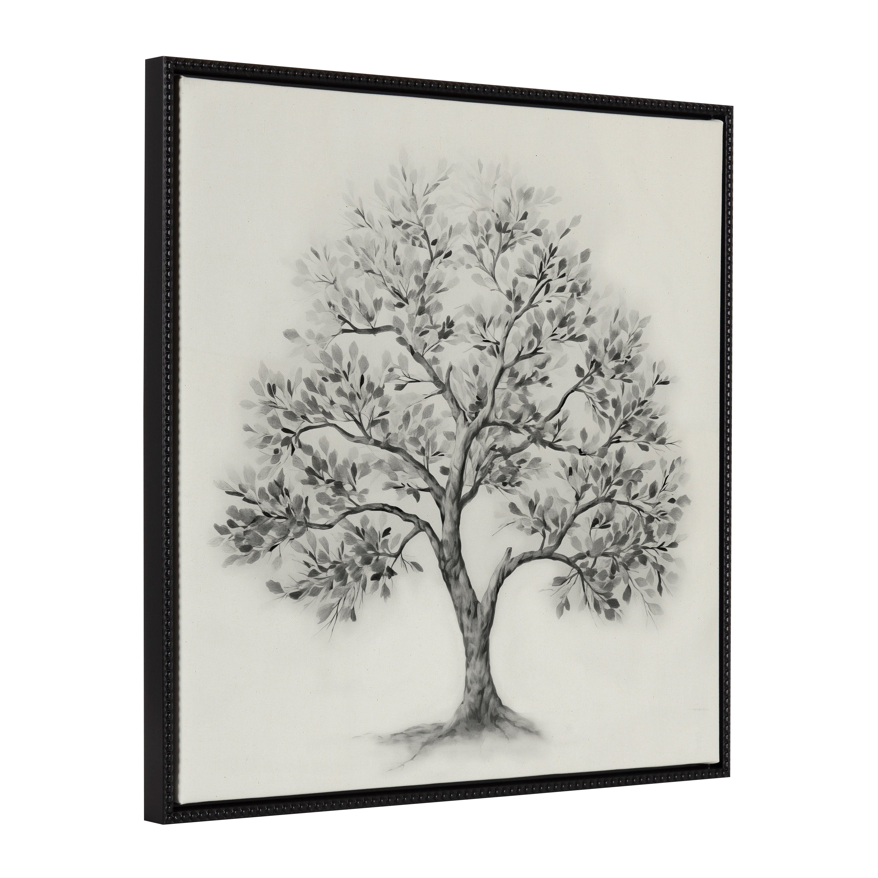 Sylvie Traditional Tree Linen Textured Framed Canvas by The Creative Bunch Studio