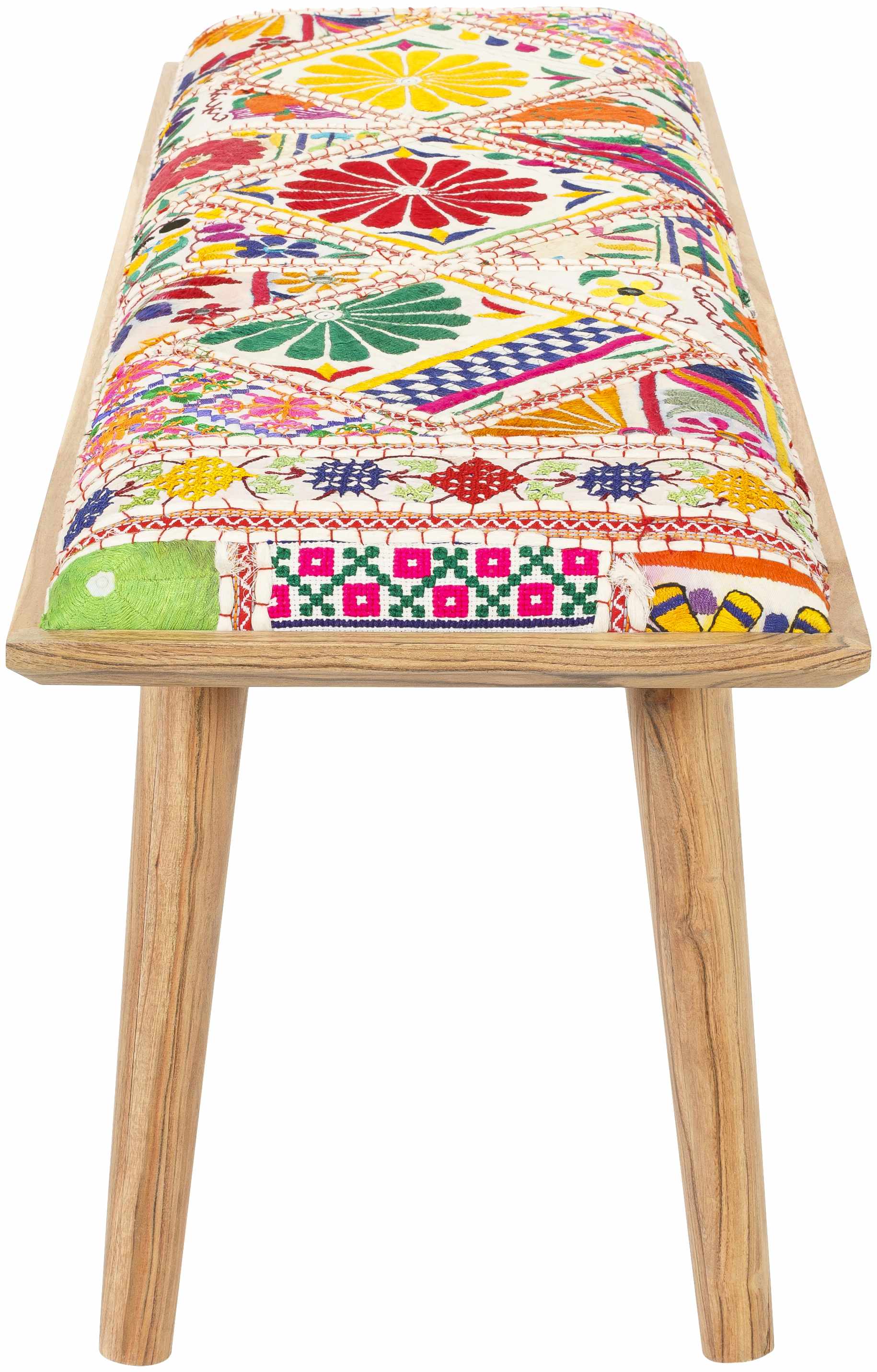 Yook Vibrant Patchwork Wooden Bench-2