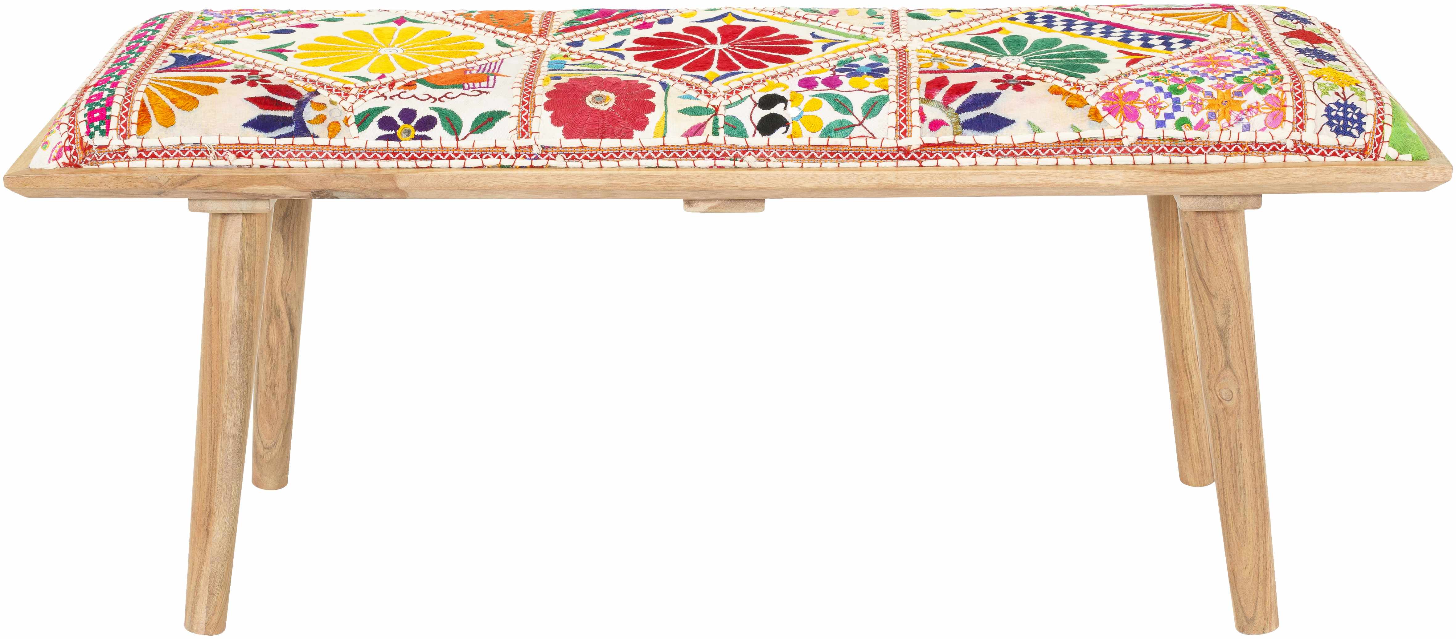 Yook Vibrant Patchwork Wooden Bench-4