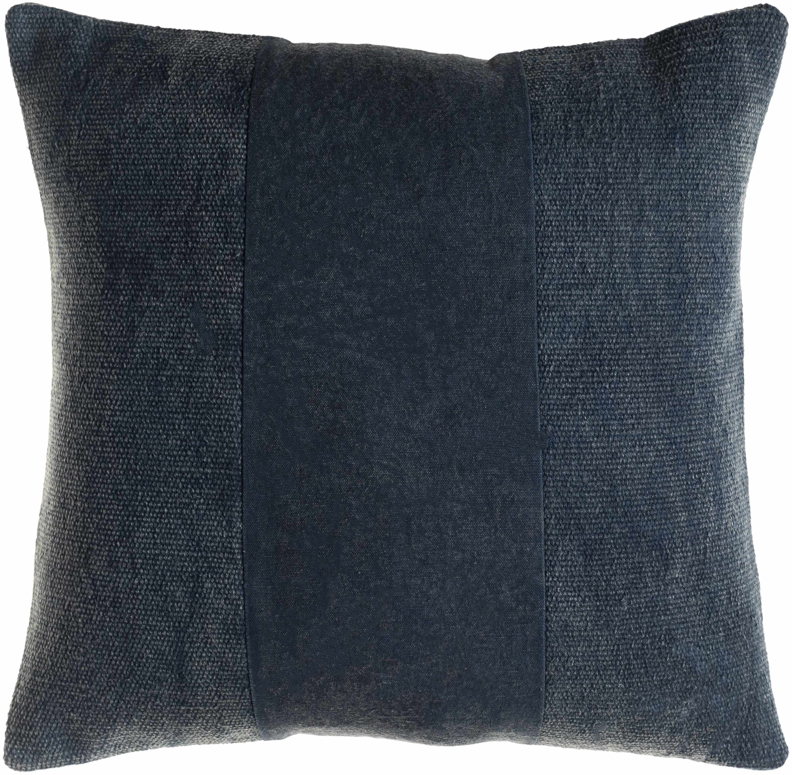 Yuda Navy Blue Panel Throw Pillow-1