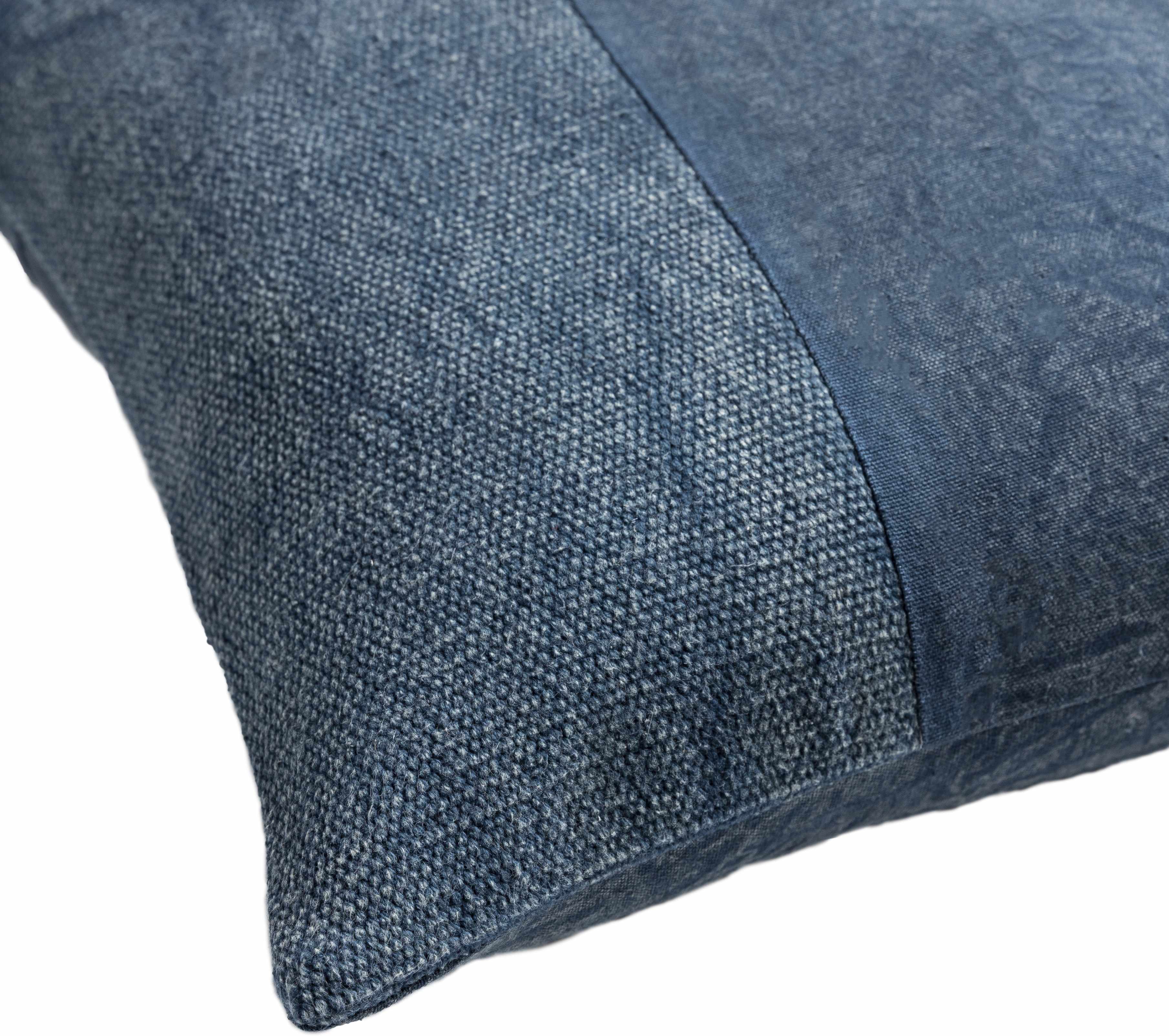 Yuda Navy Blue Panel Throw Pillow-2