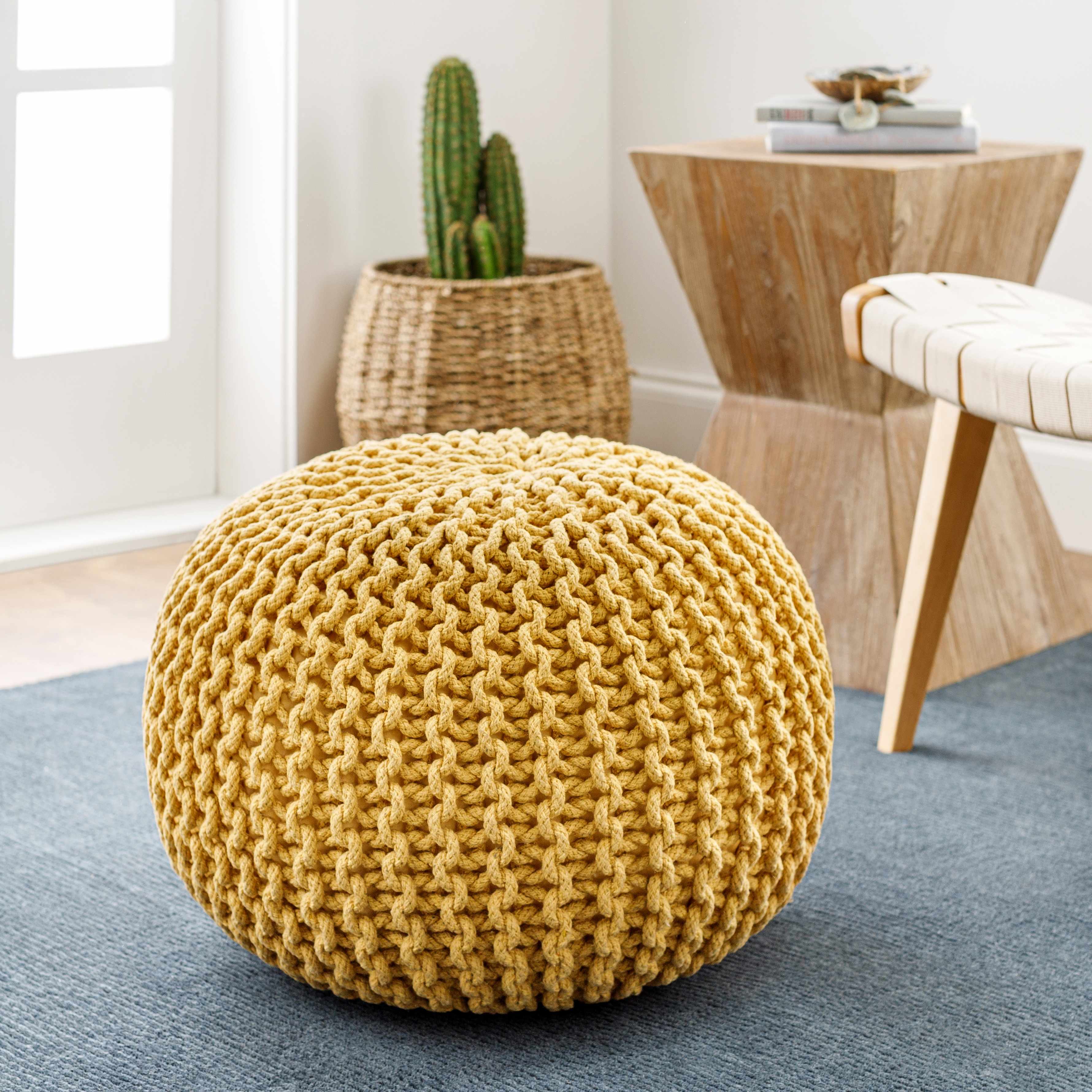 Yablanitsa Orange Knitted Pouf-4