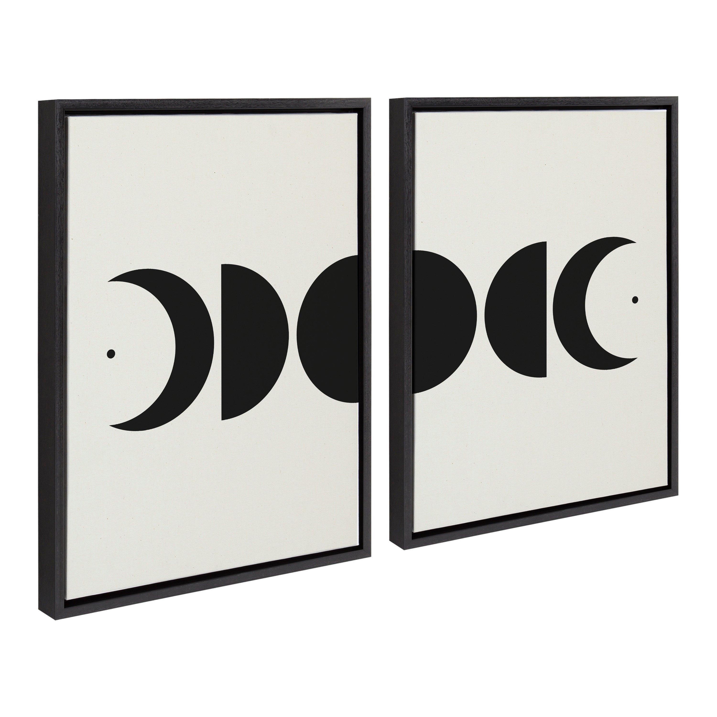 Sylvie Modern Geometric Moon Phases Framed Canvas Set by The Creative Bunch Studio