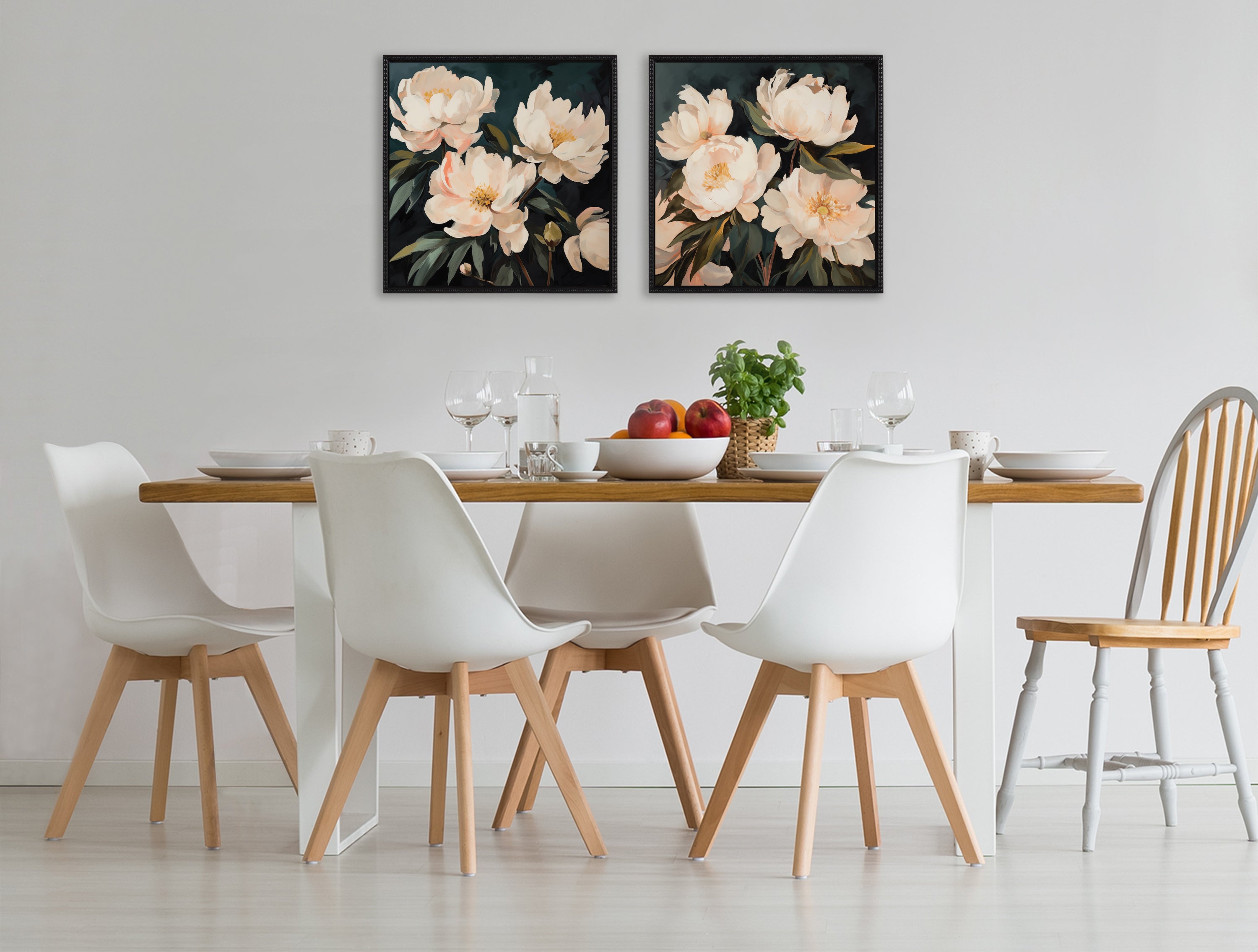 Sylvie Beautiful Painterly Floral Bouquets Framed Canvas Art Set by The Creative Bunch Studio