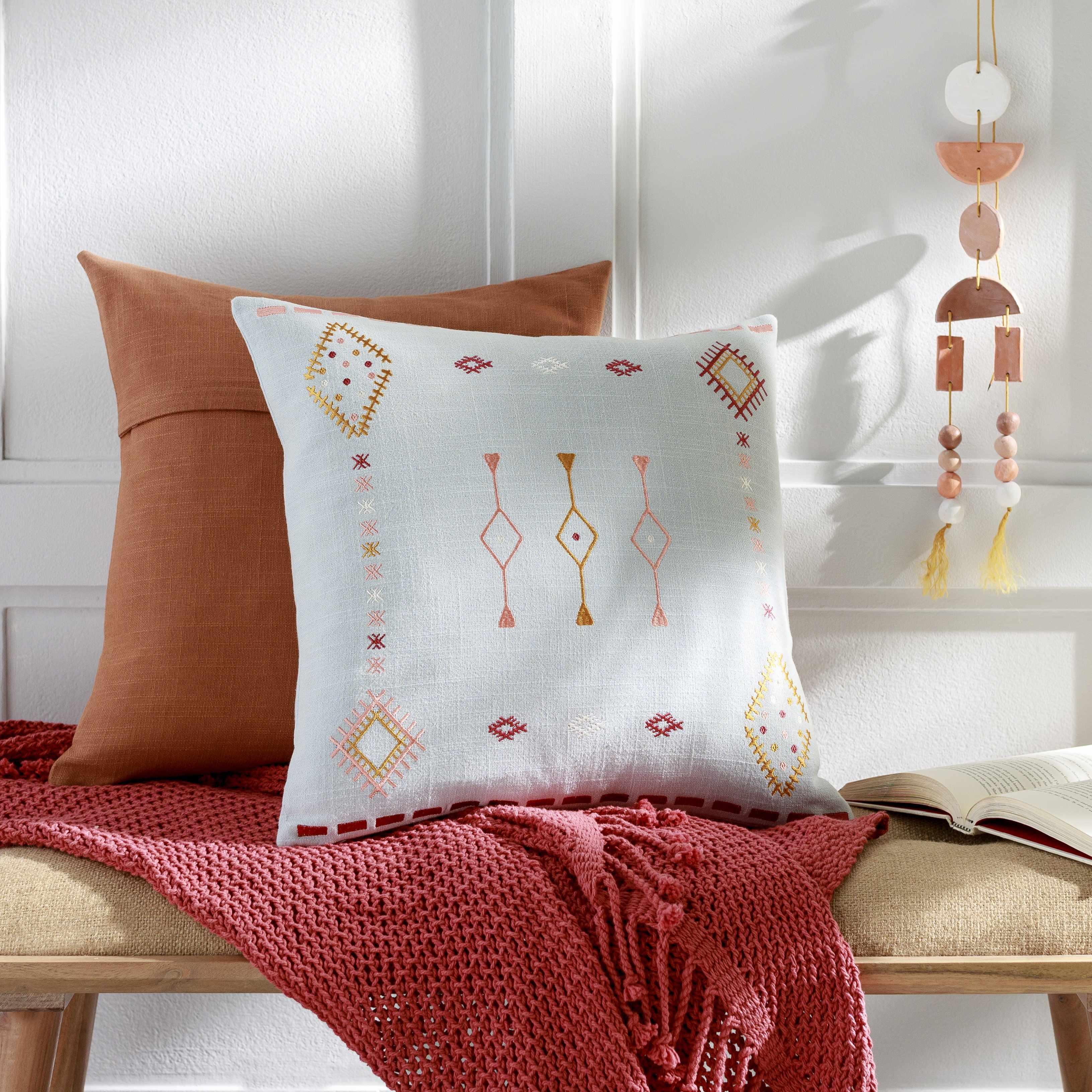Zada White Geometric Pattern Throw Pillow - Clearance - PRHOMZ