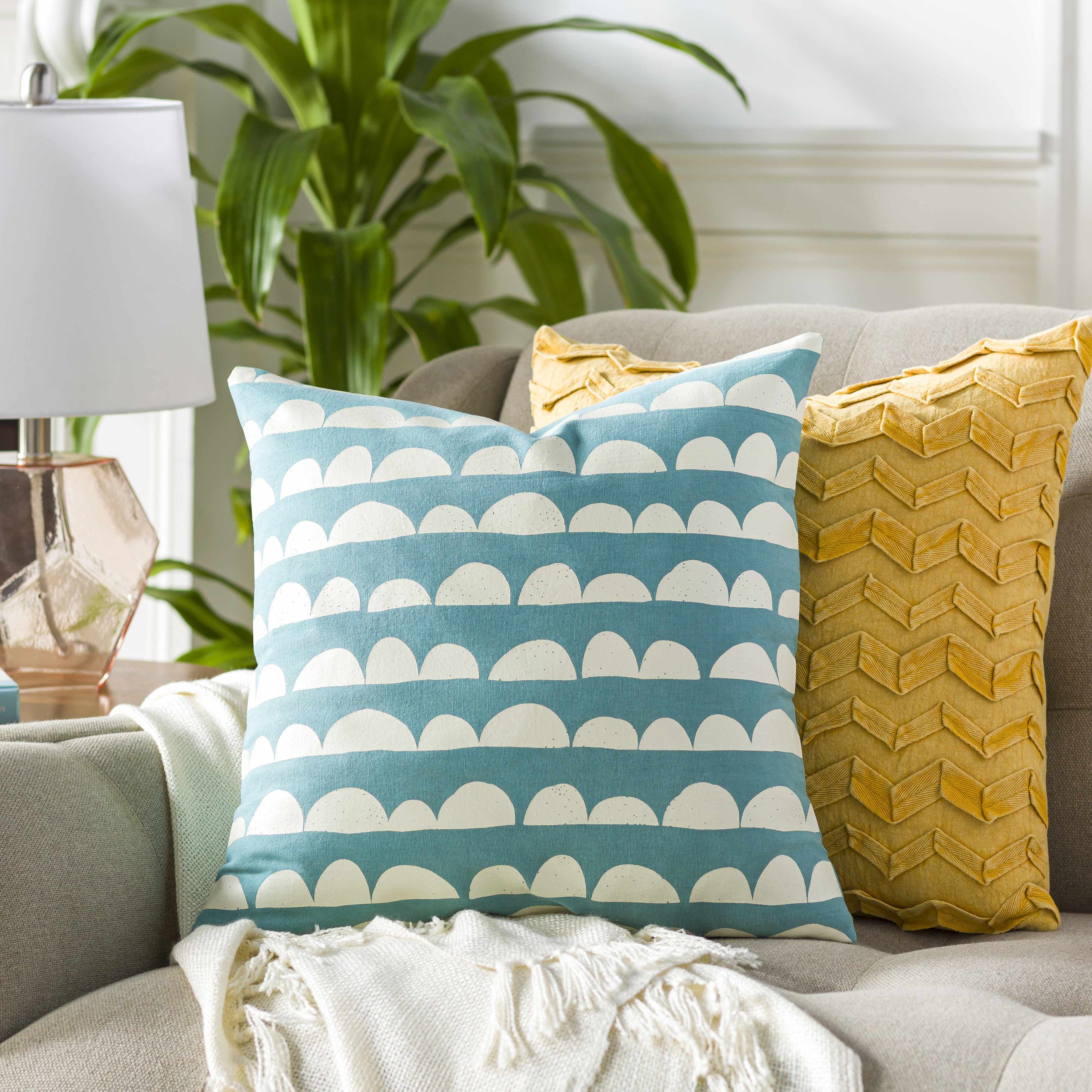 Zastron Sky Blue Waves Throw Pillow - Clearance-2