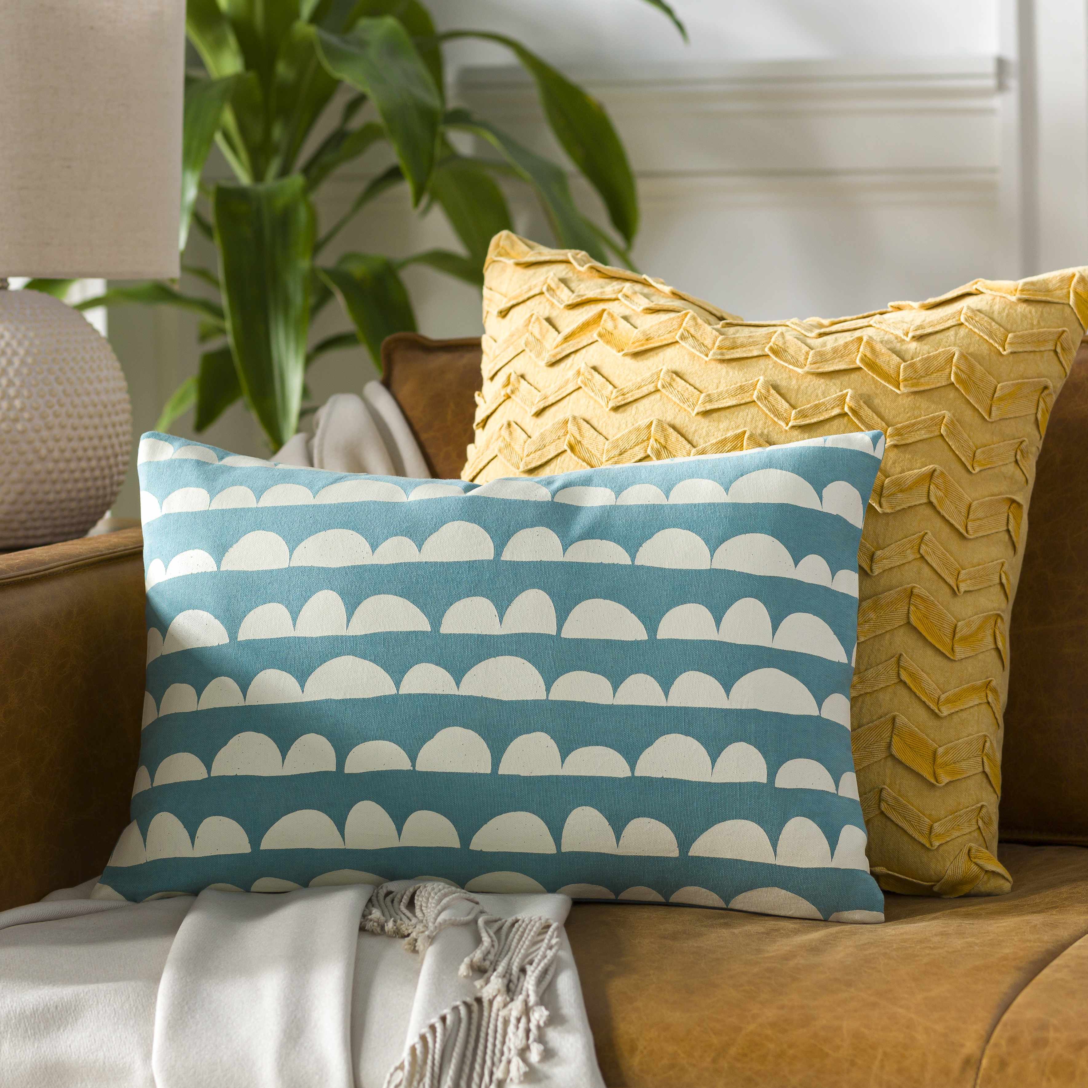 Zastron Sky Blue Waves Throw Pillow - Clearance-3
