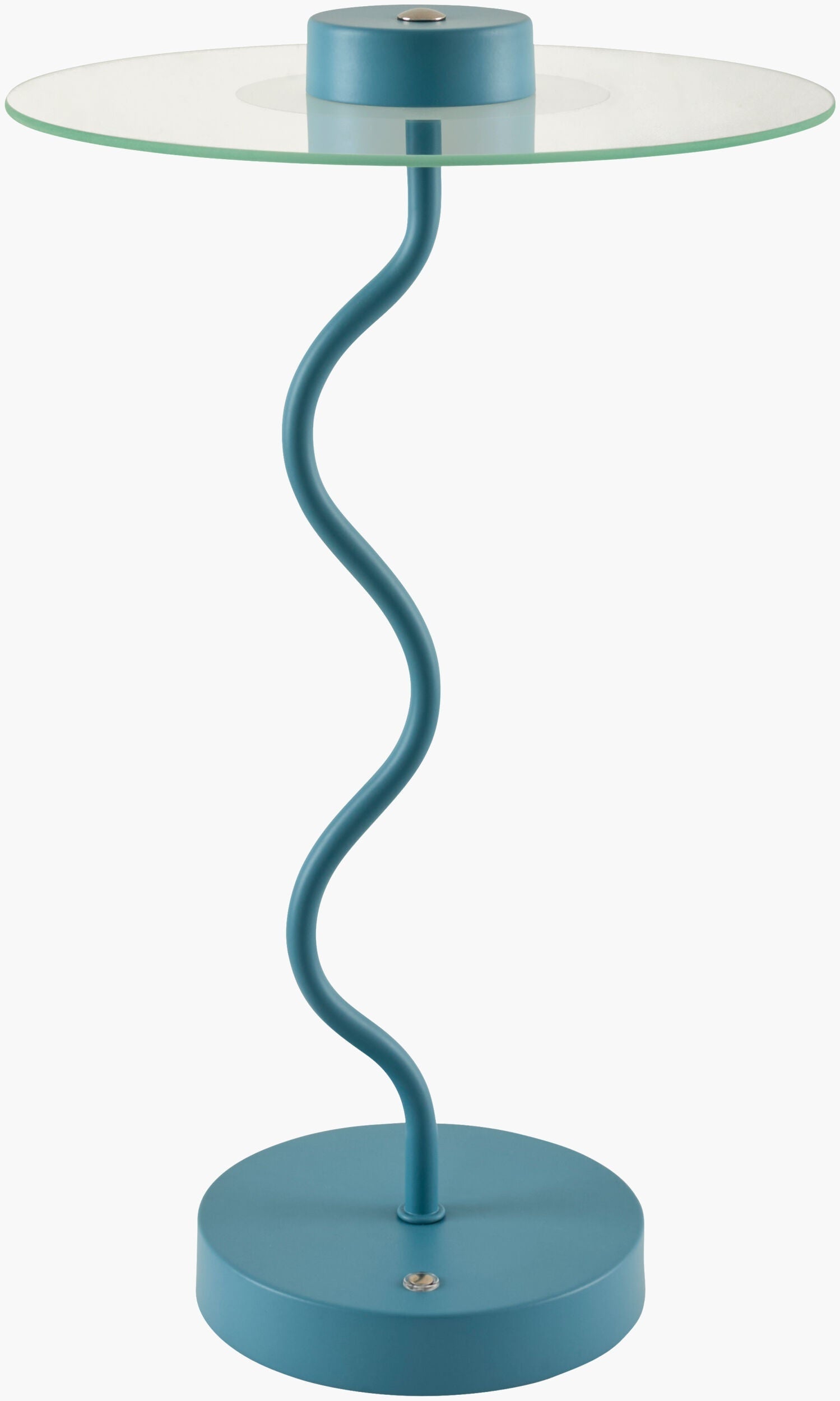 Soft Aqua Blue Modern Table Lamp with glass details for bedside or console tables-0