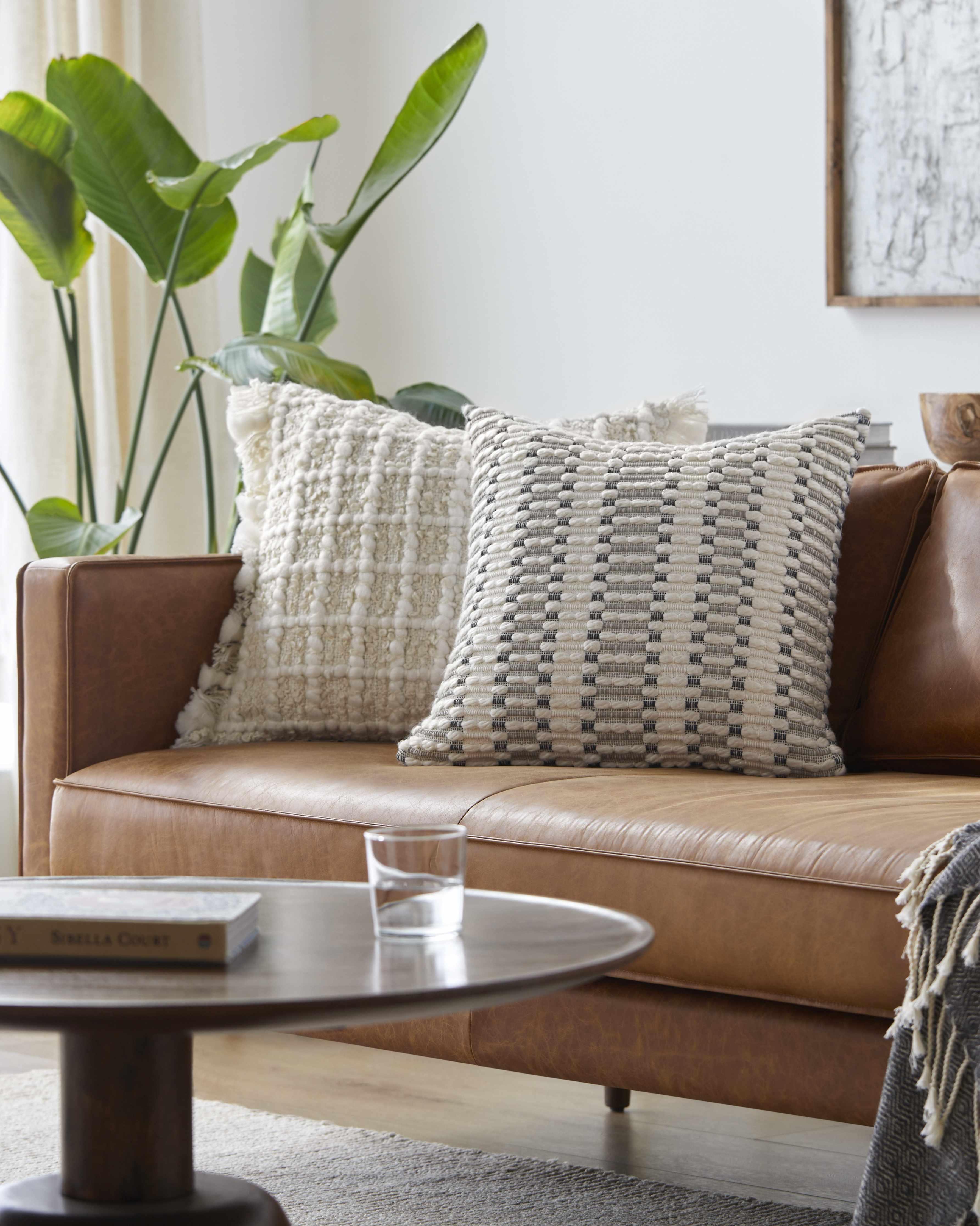 Ahmoua Cream Textured Square Throw Pillow - PRHOMZ