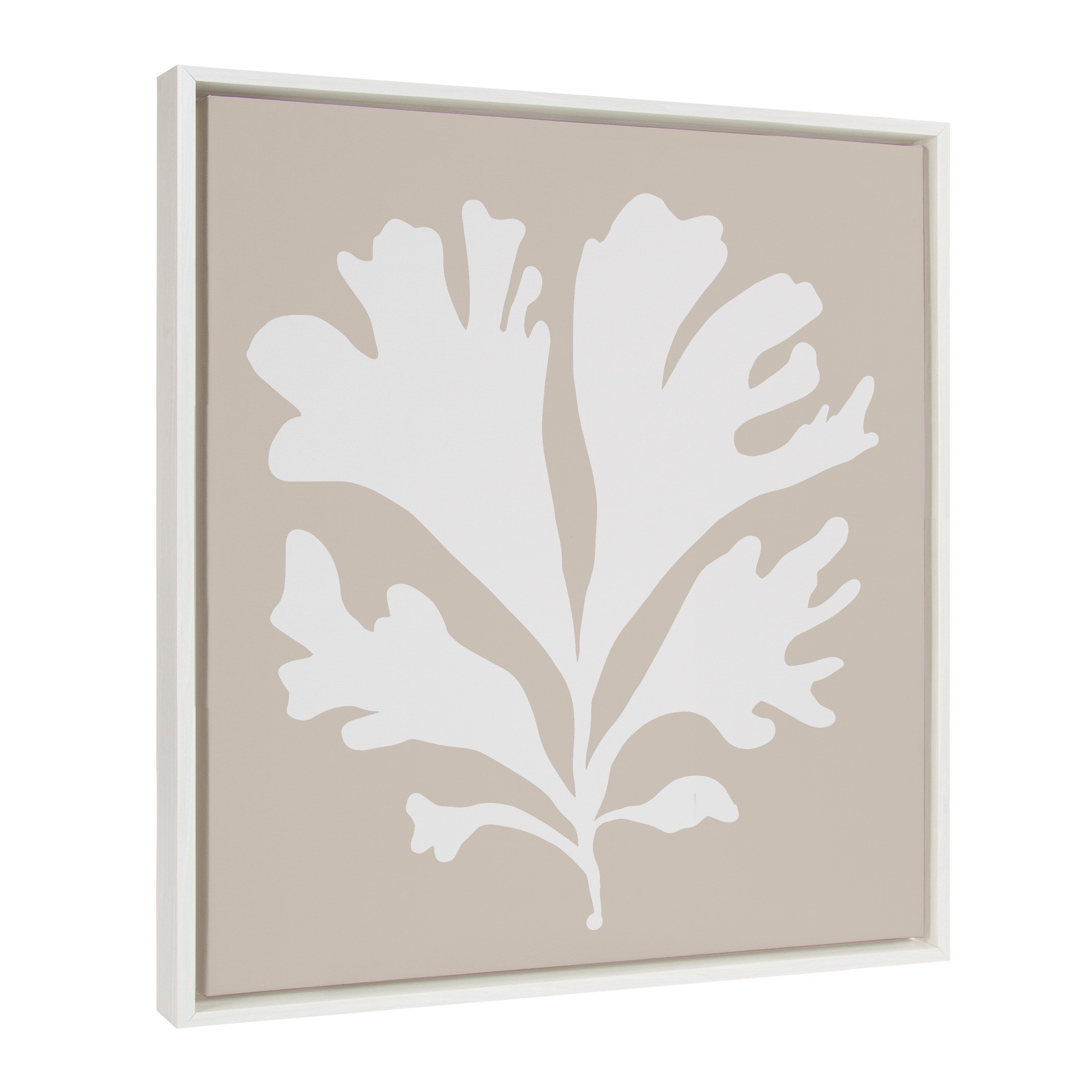 Sylvie Sophisticated Neutral Coral Beige Framed Canvas by The Creative Bunch Studio
