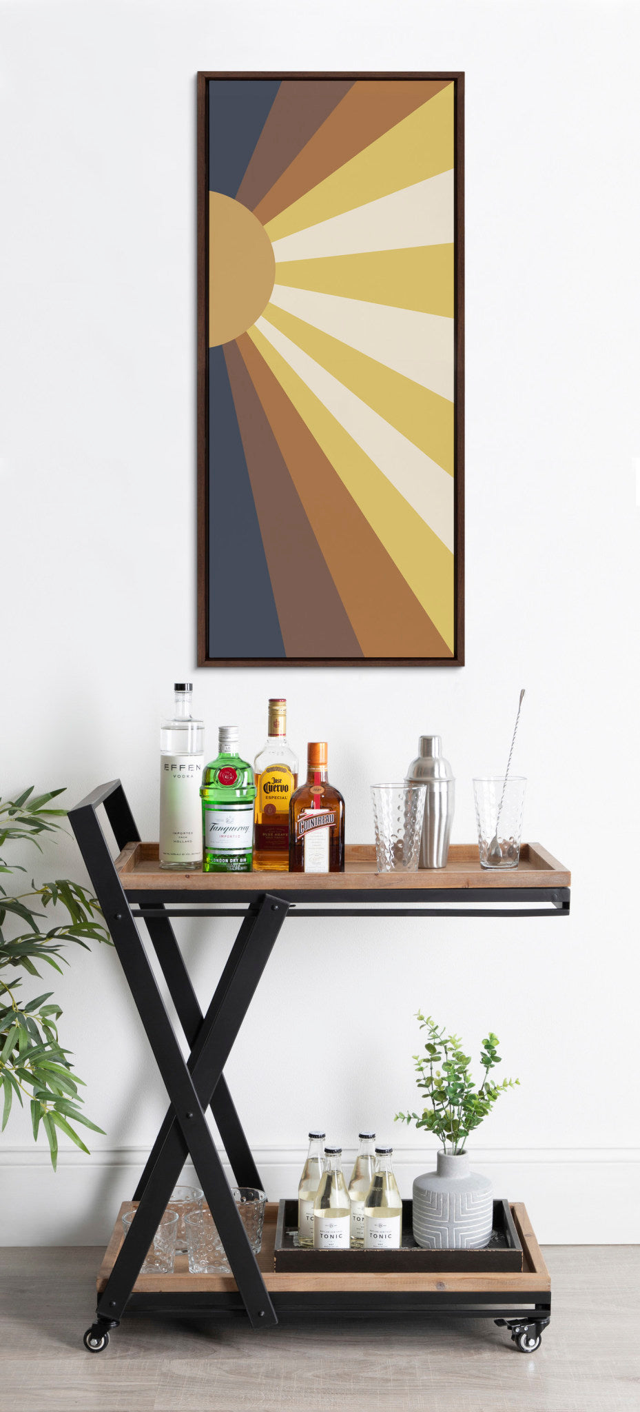 Sylvie Retro Sunset Framed Canvas by The Creative Bunch Studio