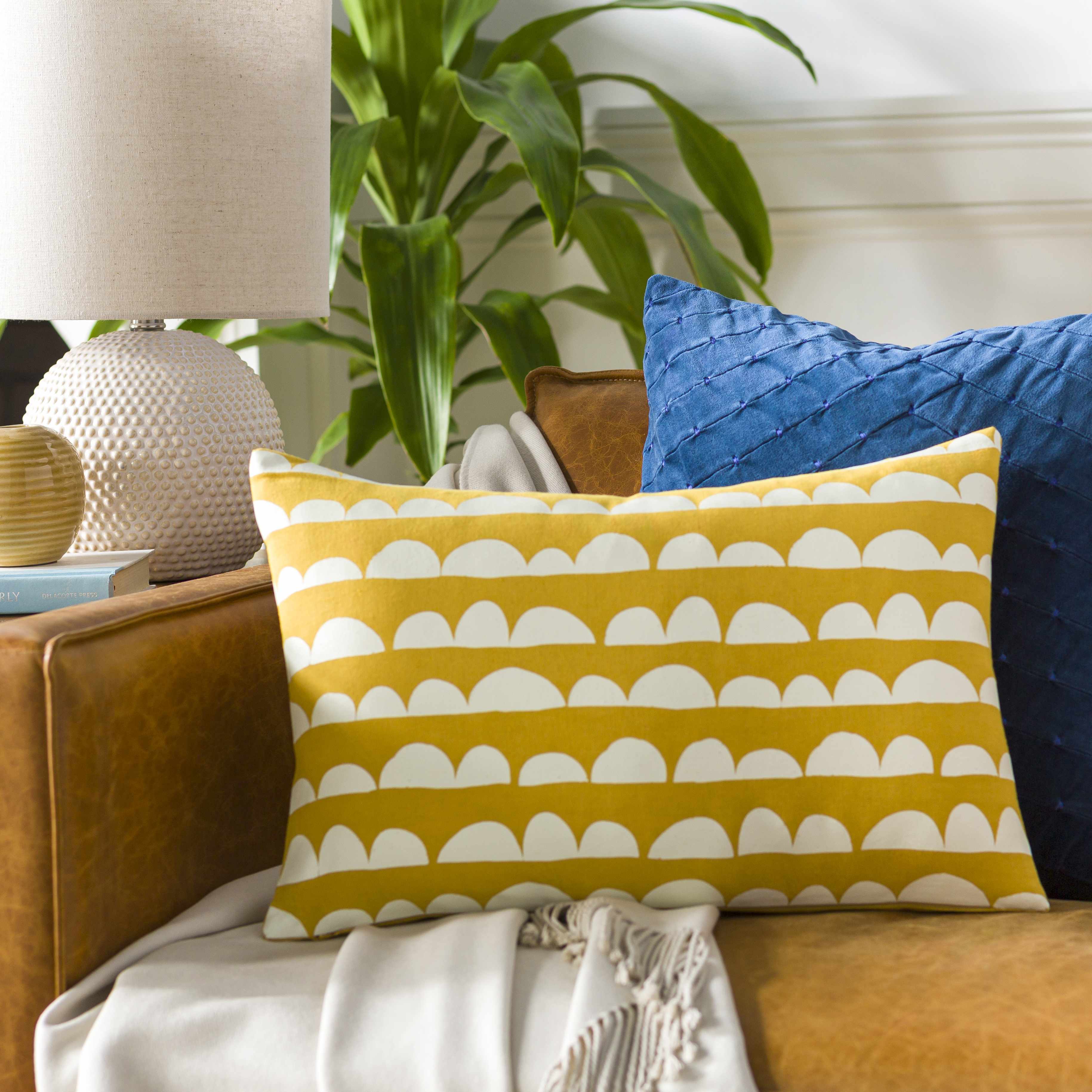 Zuni Yellow Scallop Pattern Throw Pillow - Clearance-1