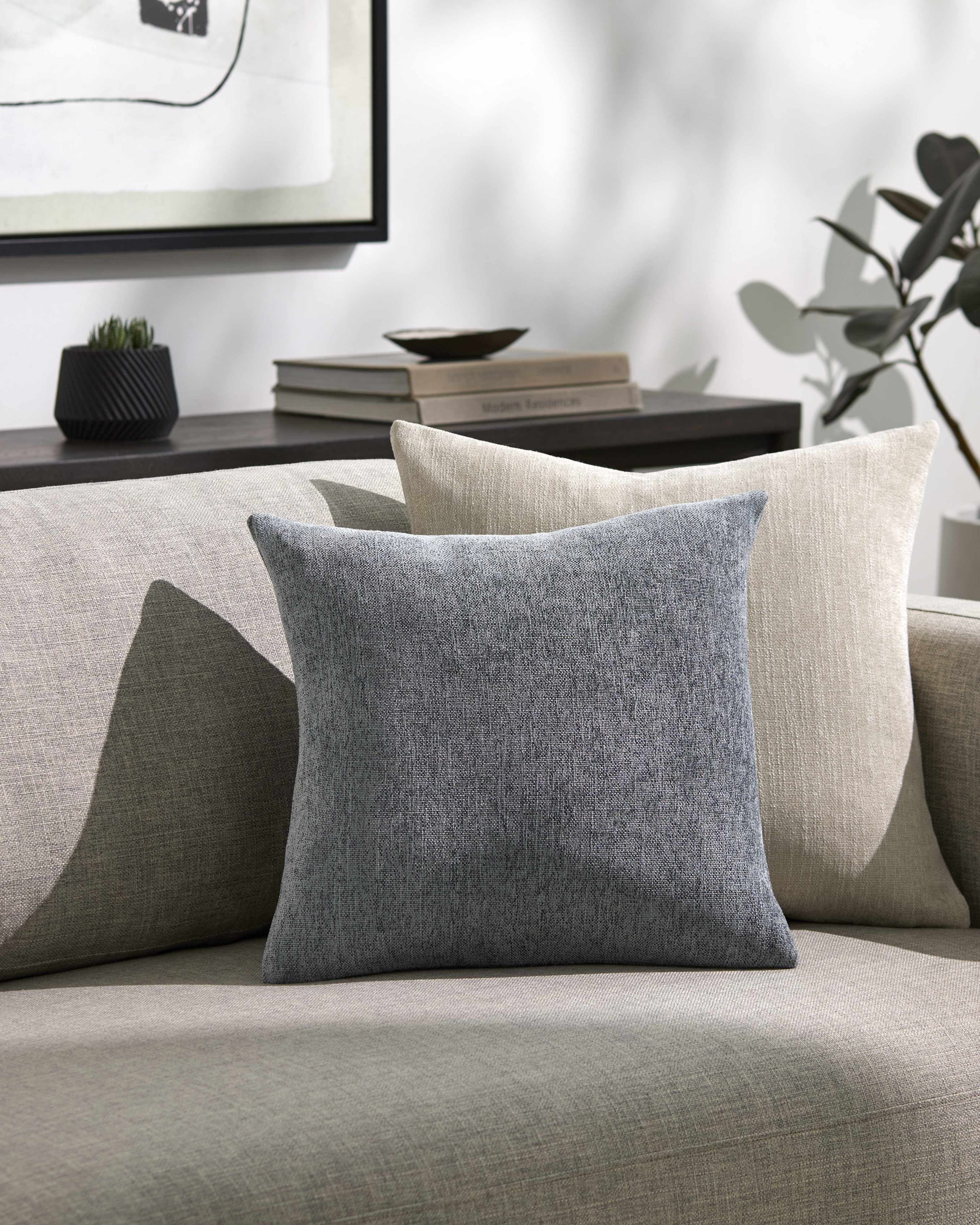 Zihna Gray Textured Throw Pillow-1