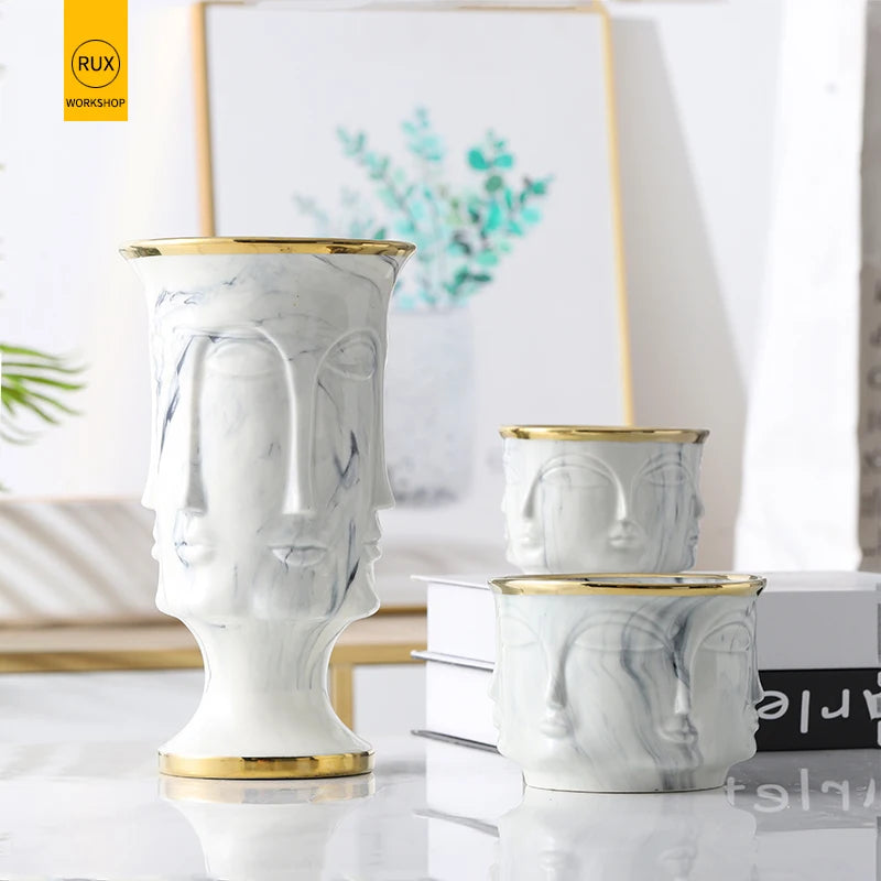 Nordic Face Shape Ceramic Vase