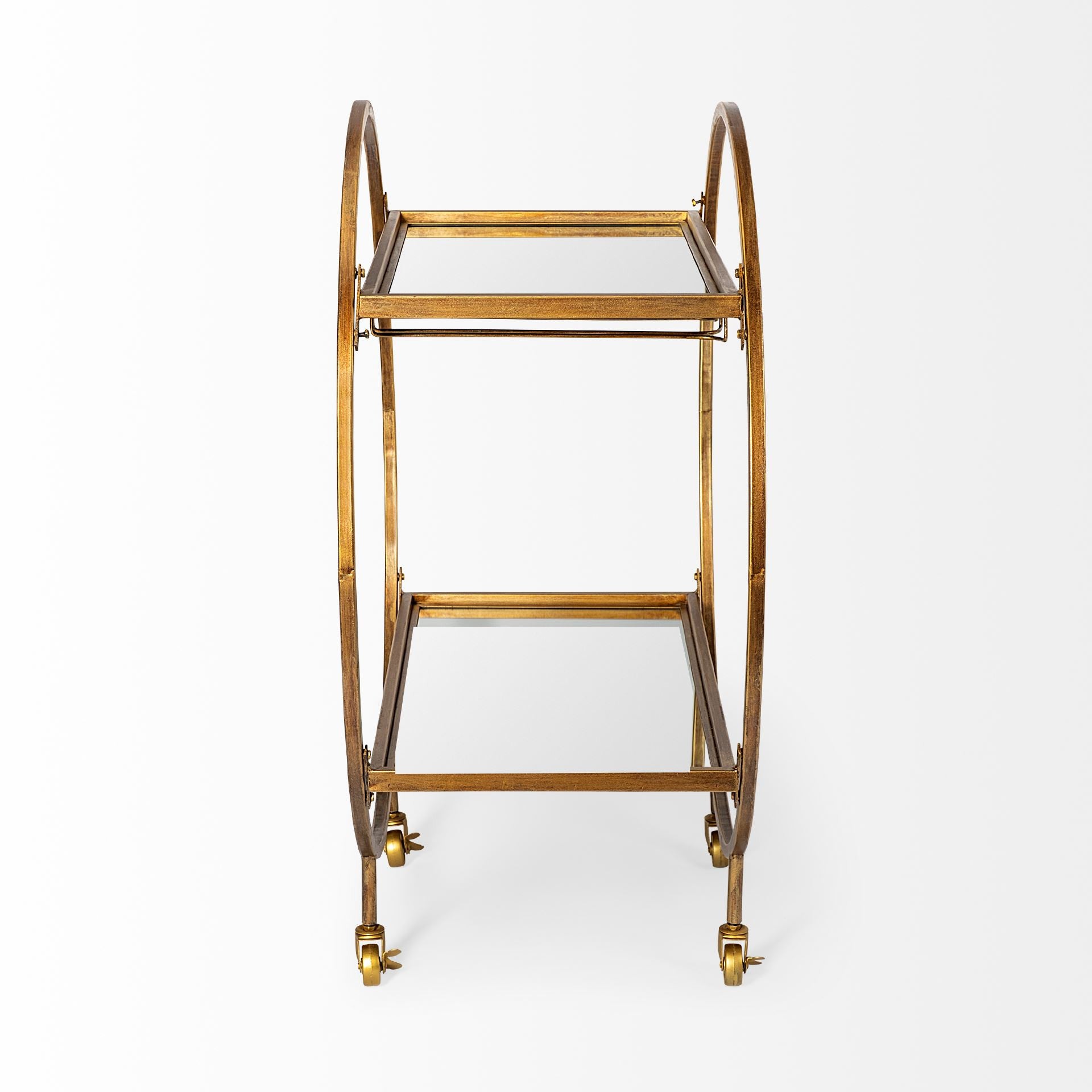 Showstopper Circular Rolling Gold Bar Cart-1