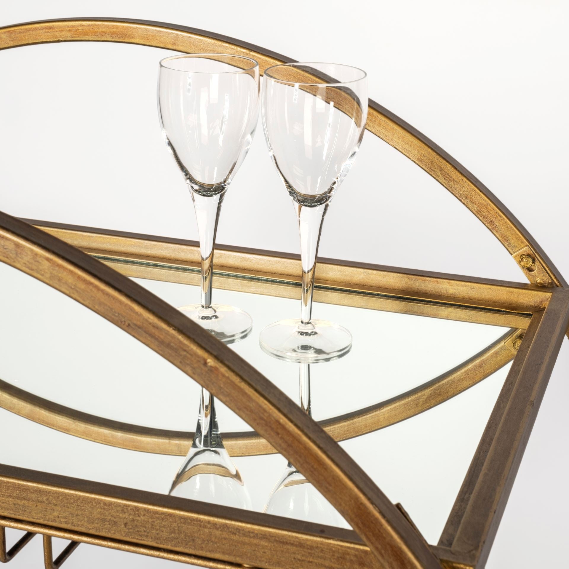 Showstopper Circular Rolling Gold Bar Cart-3