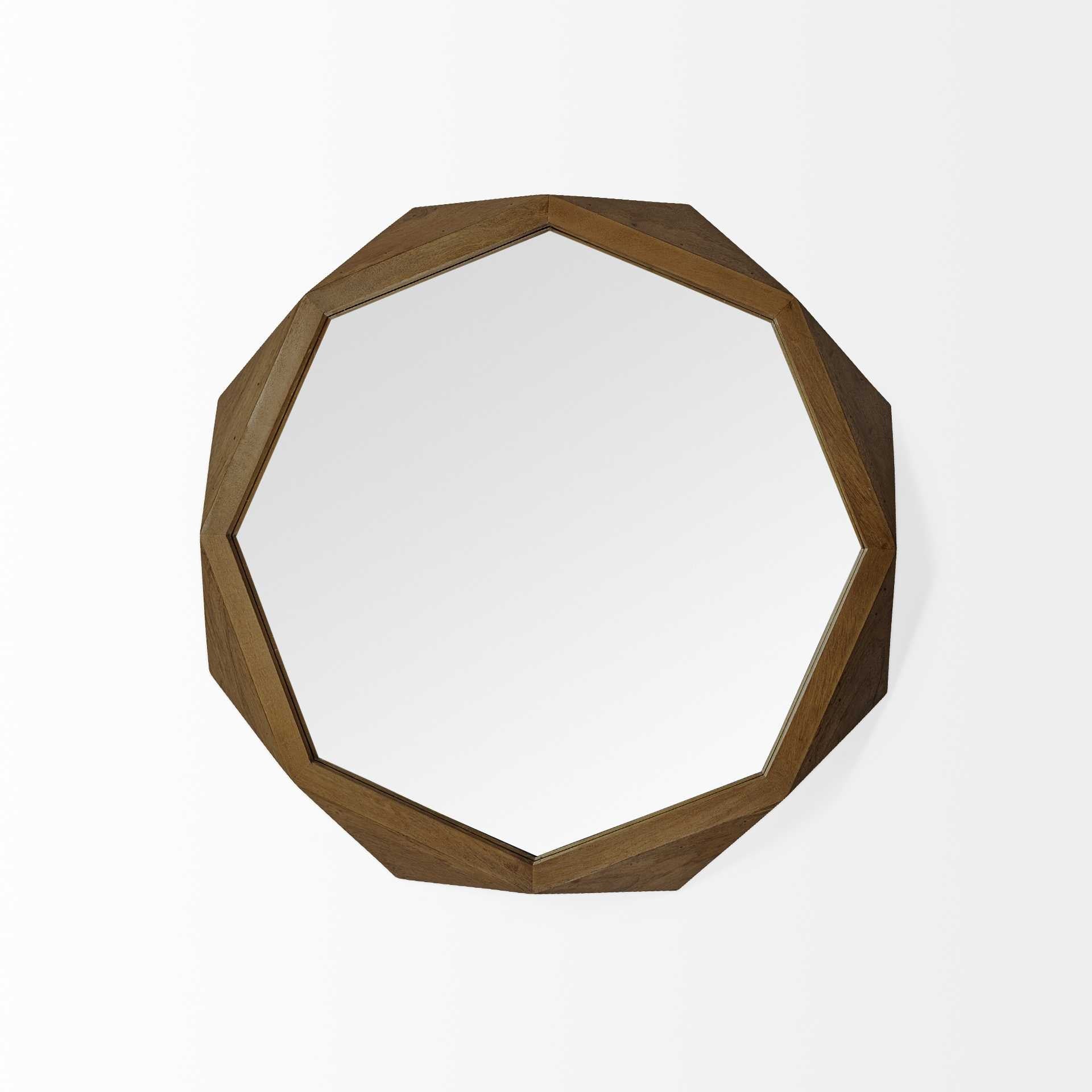 32" Octagon Wooden Frame Wall Mirror-1