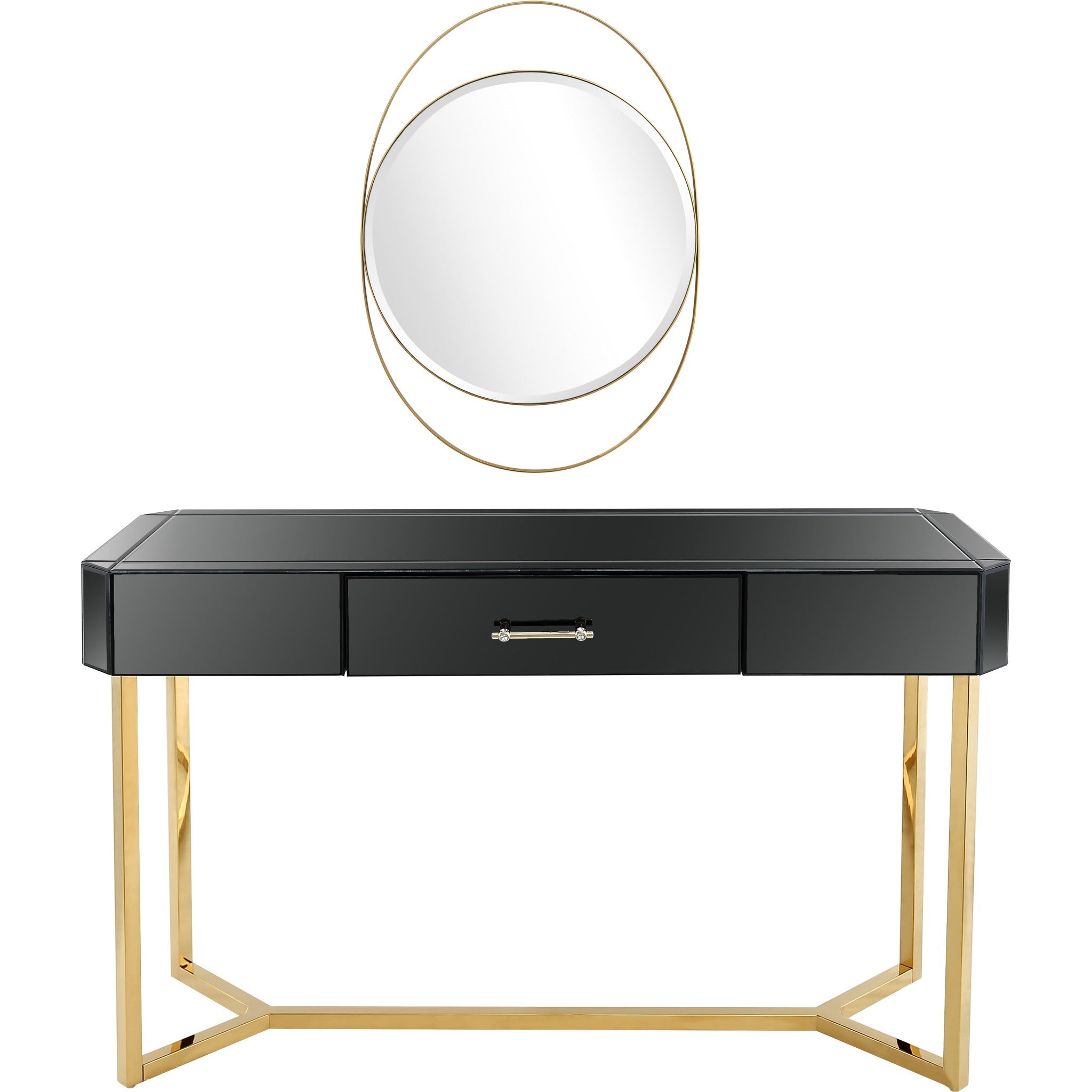 Black and Gold Mirror and Console Table-0