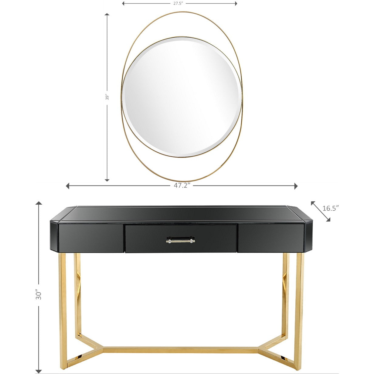 Black and Gold Mirror and Console Table-1