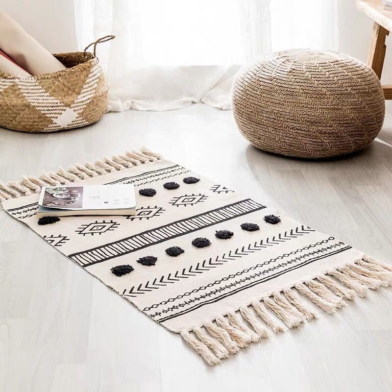 Retro Bohemian Hand Woven Tassel Carpet Rug-1