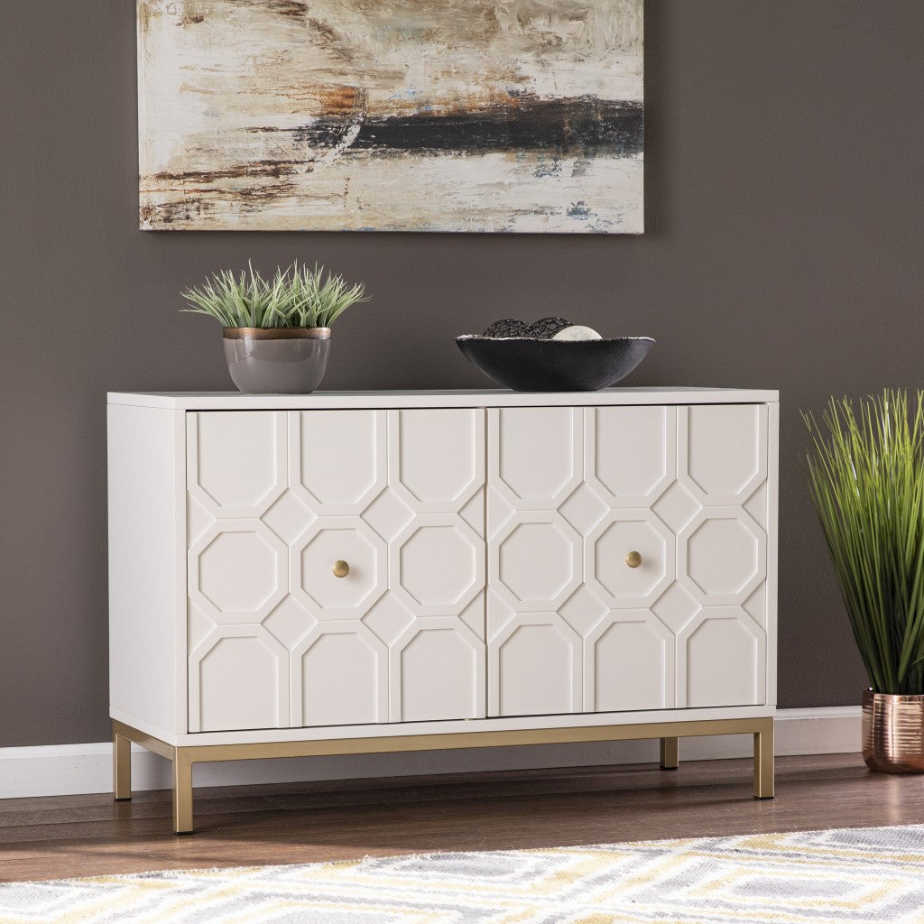 White and Gold Moroccan Dynasty Two Door Accent Cabinet-0