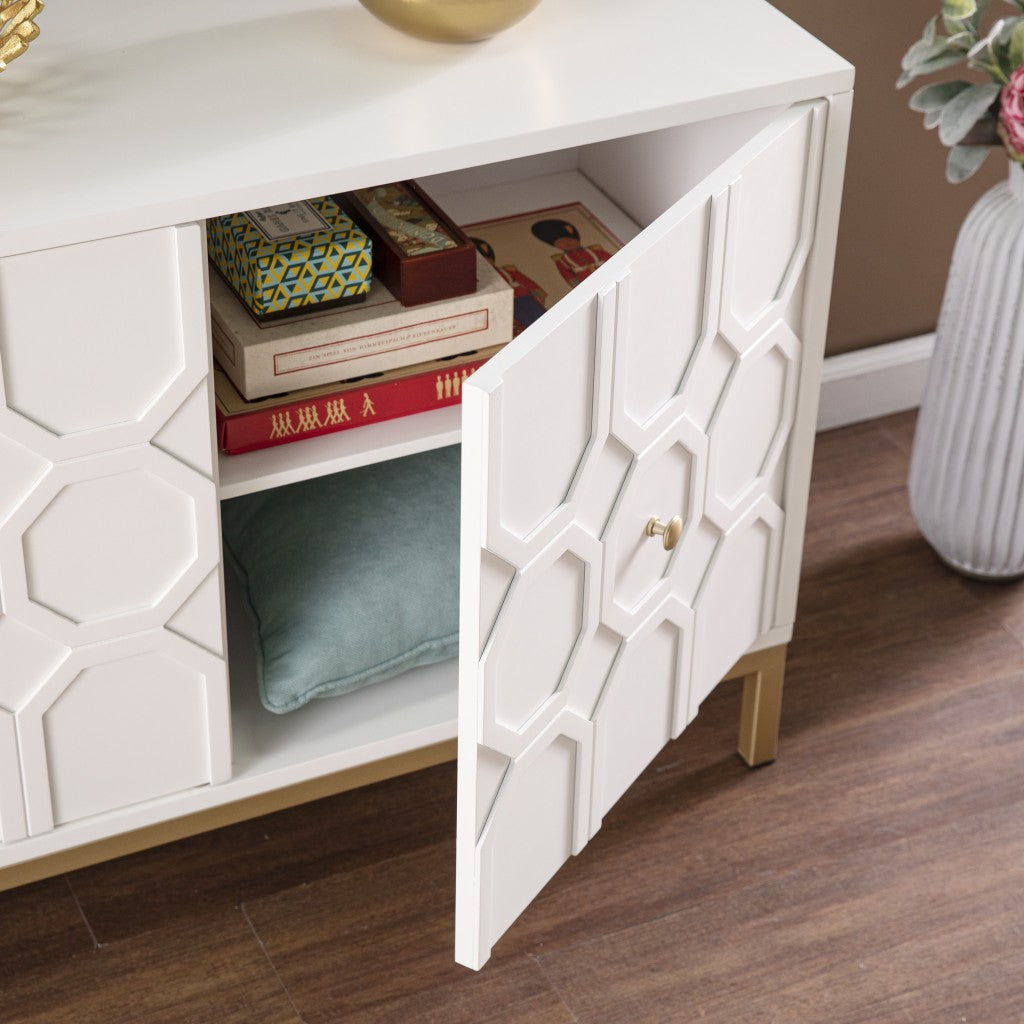 White and Gold Moroccan Dynasty Two Door Accent Cabinet-1