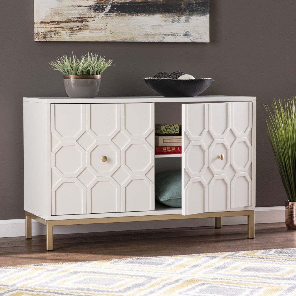 White and Gold Moroccan Dynasty Two Door Accent Cabinet-2