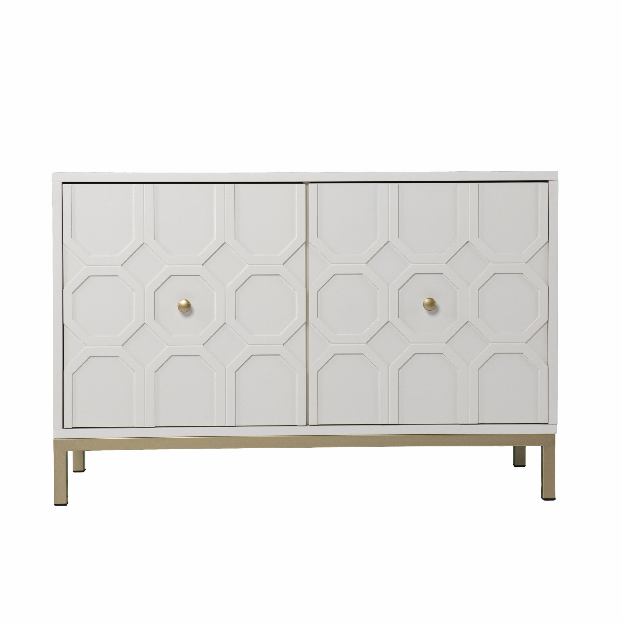 White and Gold Moroccan Dynasty Two Door Accent Cabinet-3